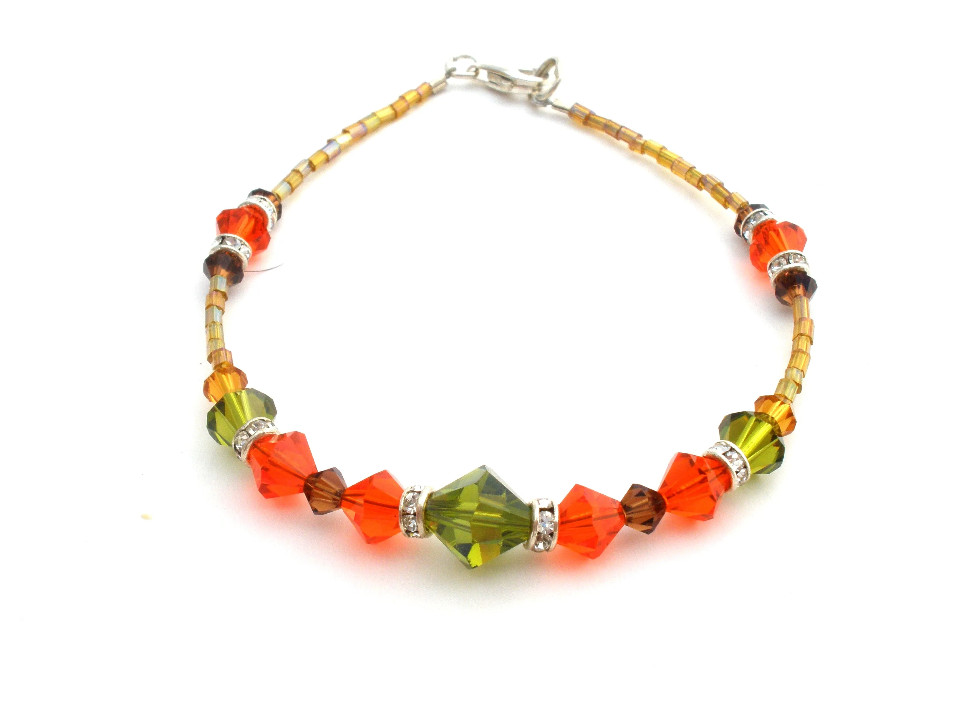 Orange & Green Crystal Bead Jewelry Set