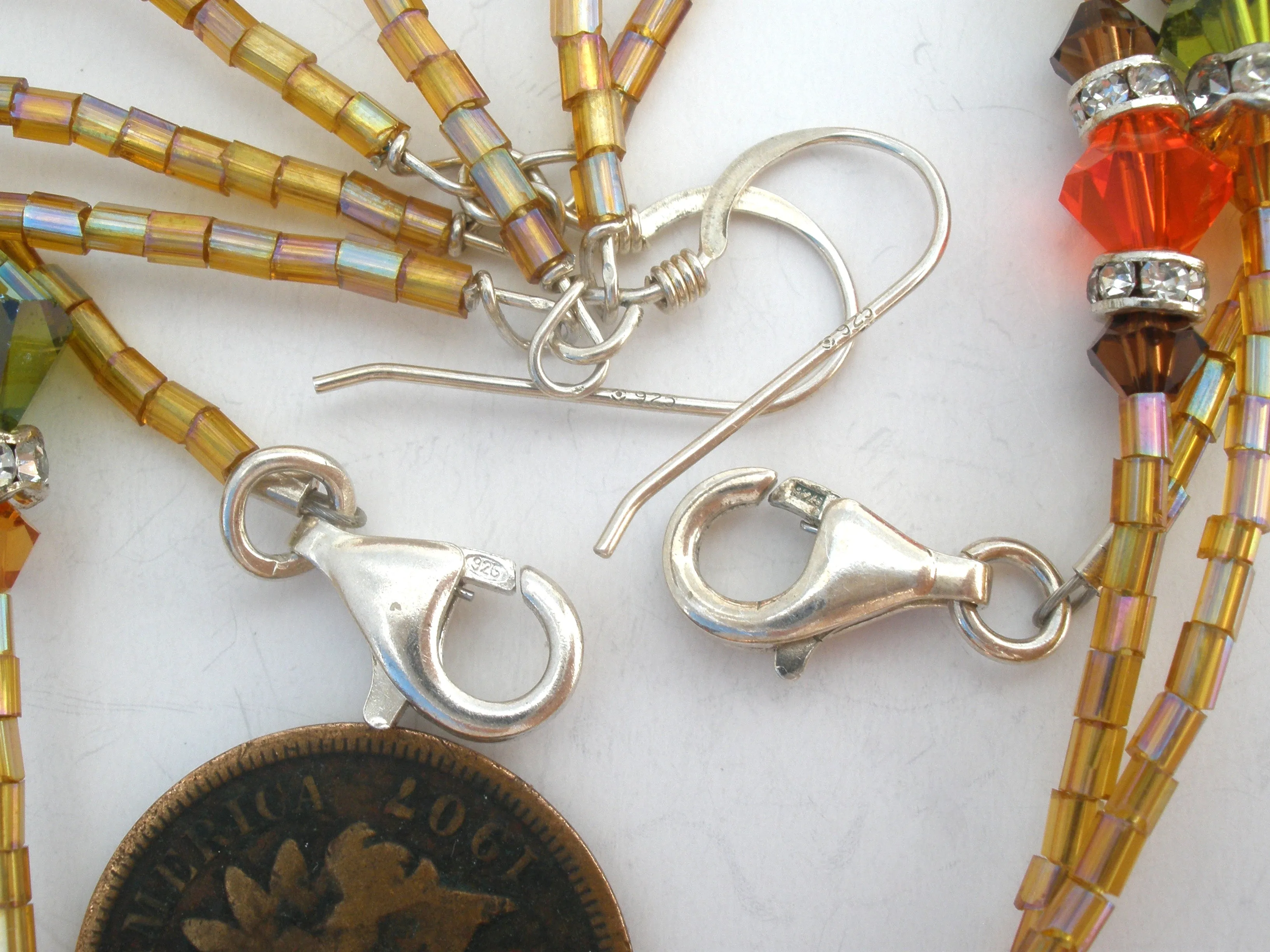 Orange & Green Crystal Bead Jewelry Set