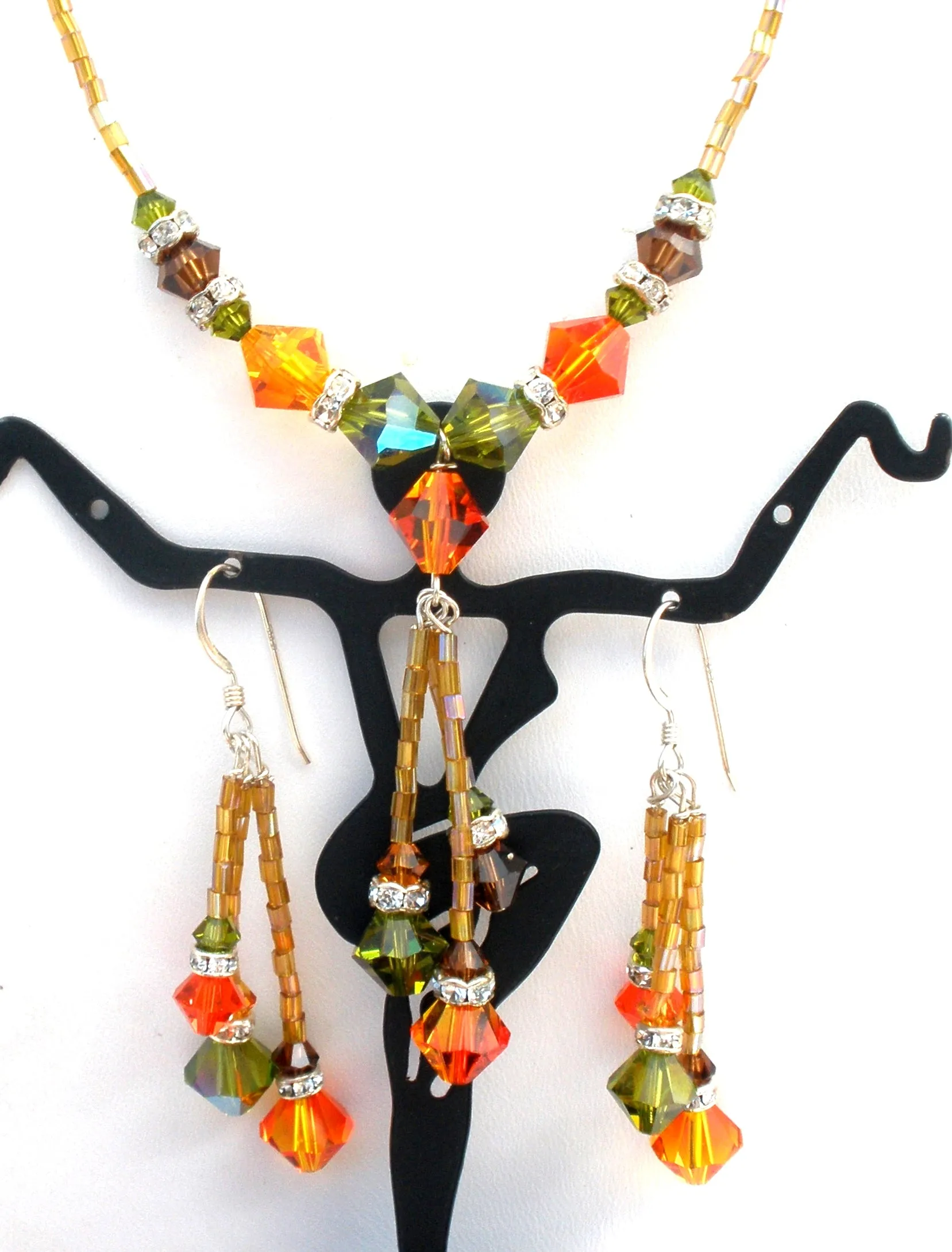 Orange & Green Crystal Bead Jewelry Set