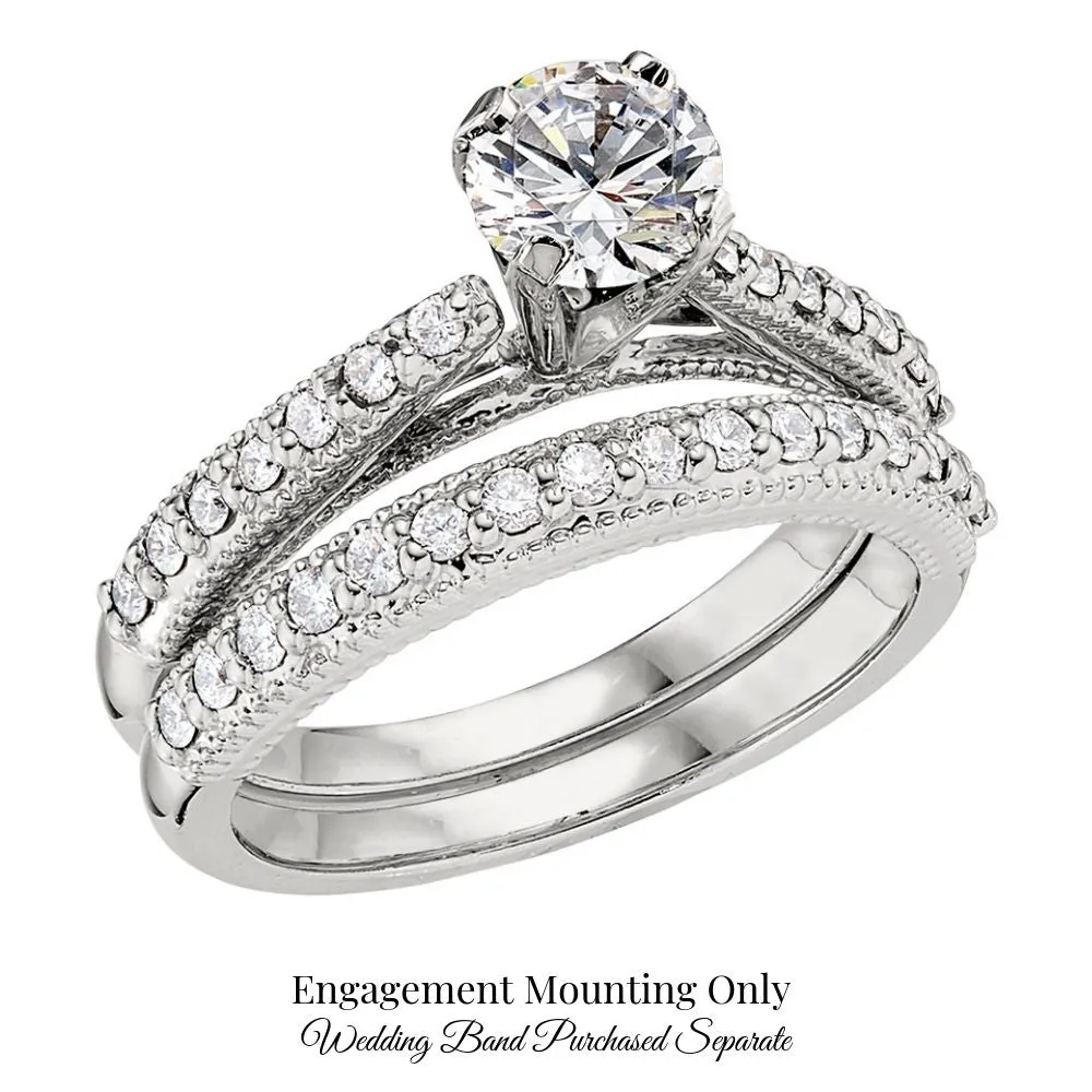 Ornate Diamond Band Engagement Ring