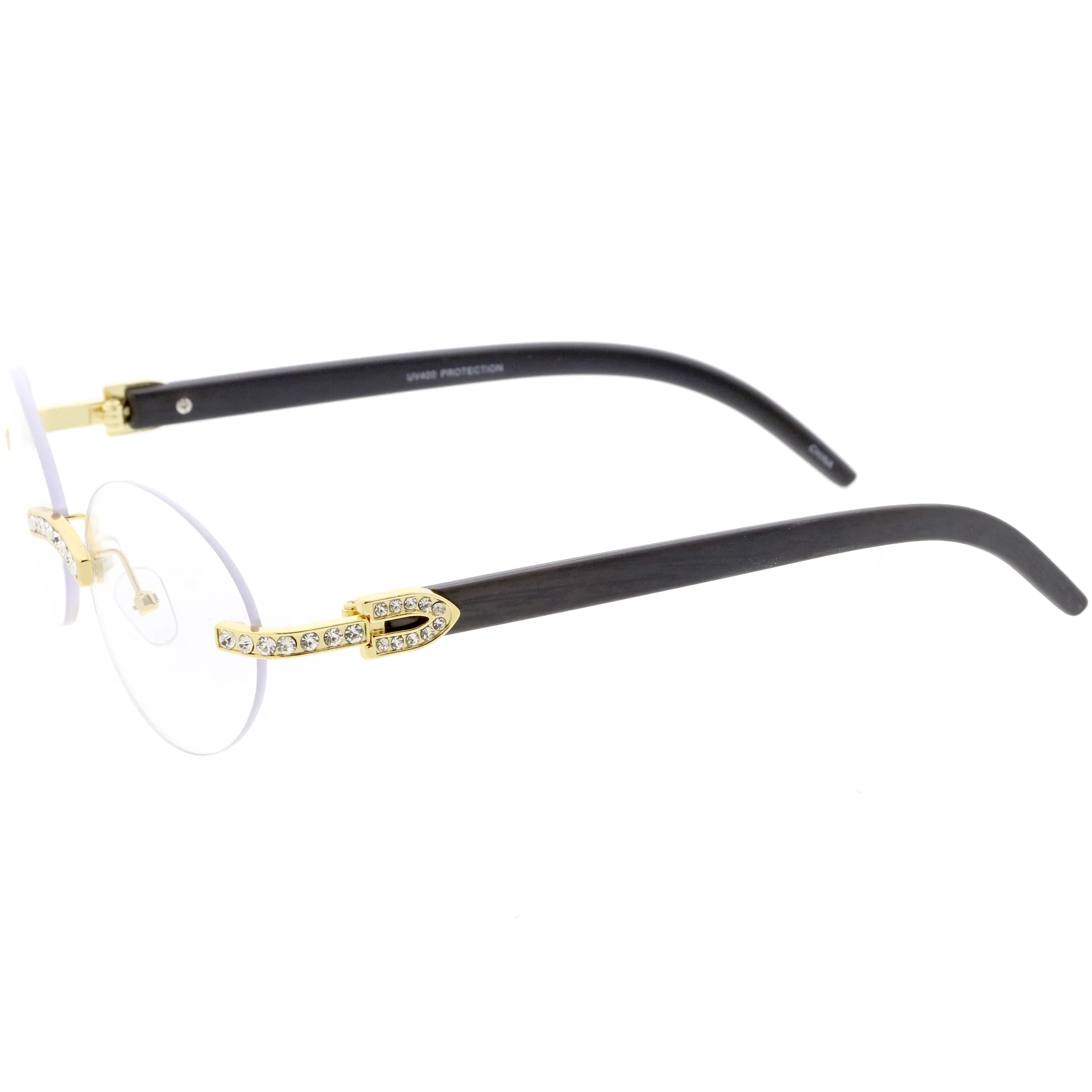 Oval Premium rhinestones Decorated Blue Light Blocking Glasses D183