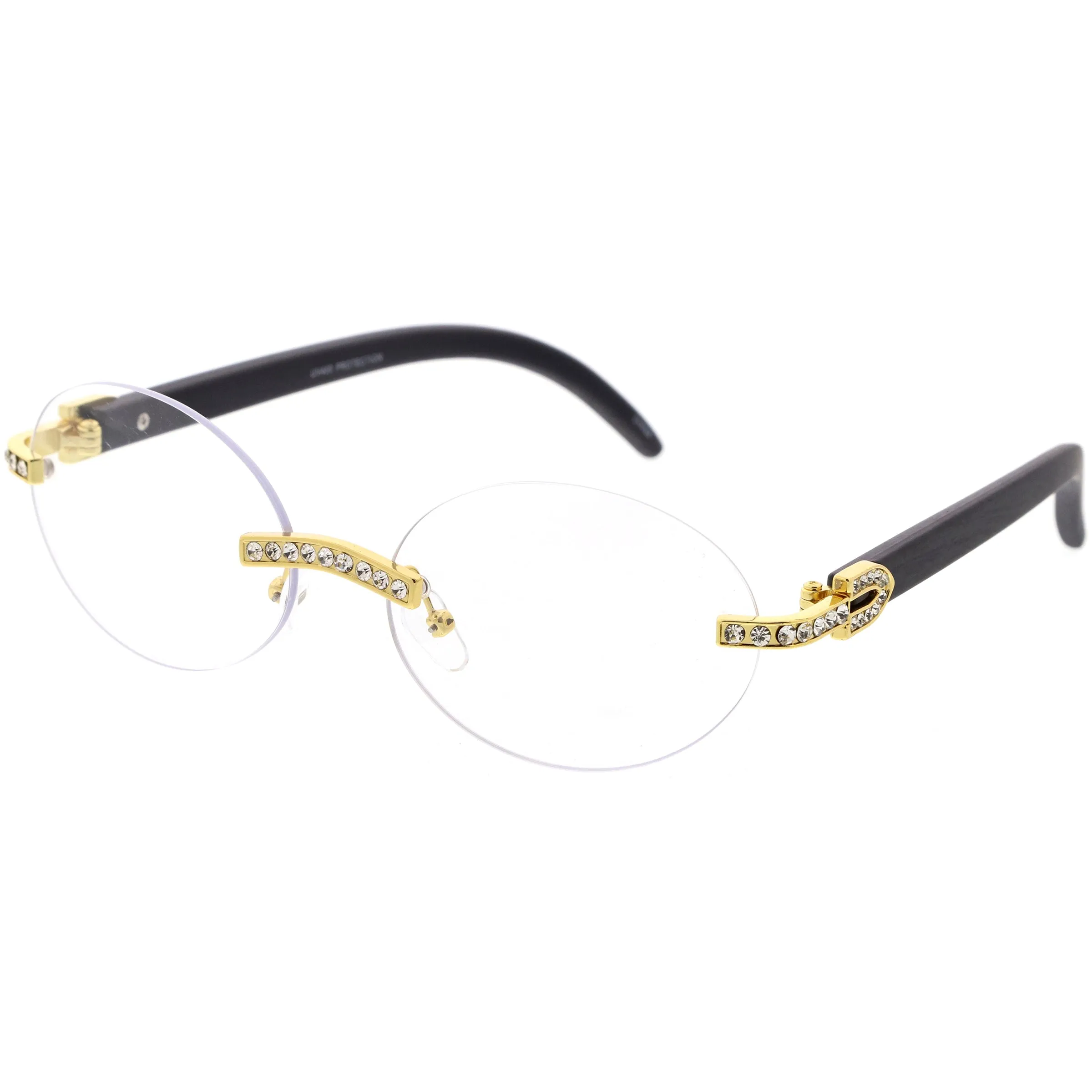 Oval Premium rhinestones Decorated Blue Light Blocking Glasses D183