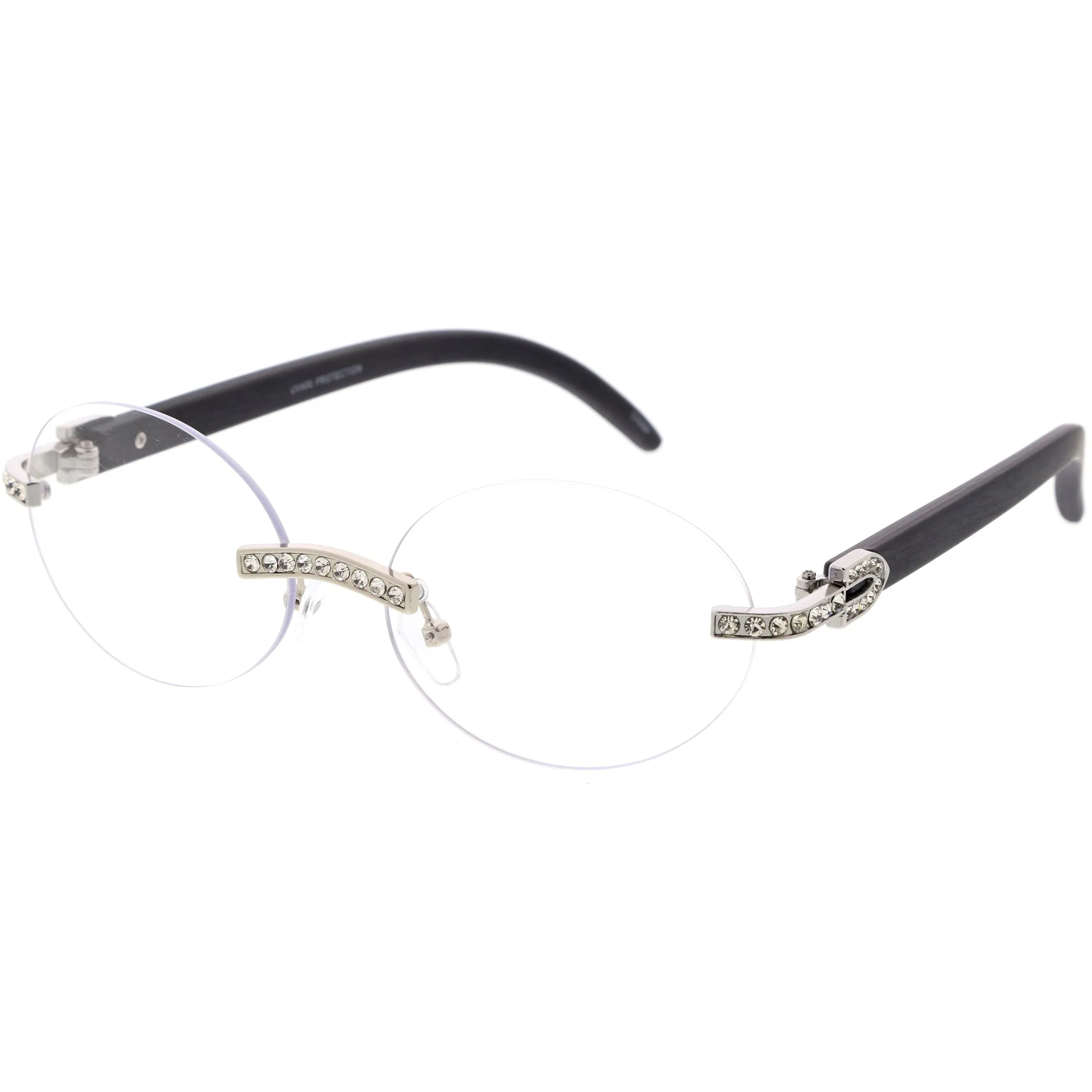 Oval Premium rhinestones Decorated Blue Light Blocking Glasses D183