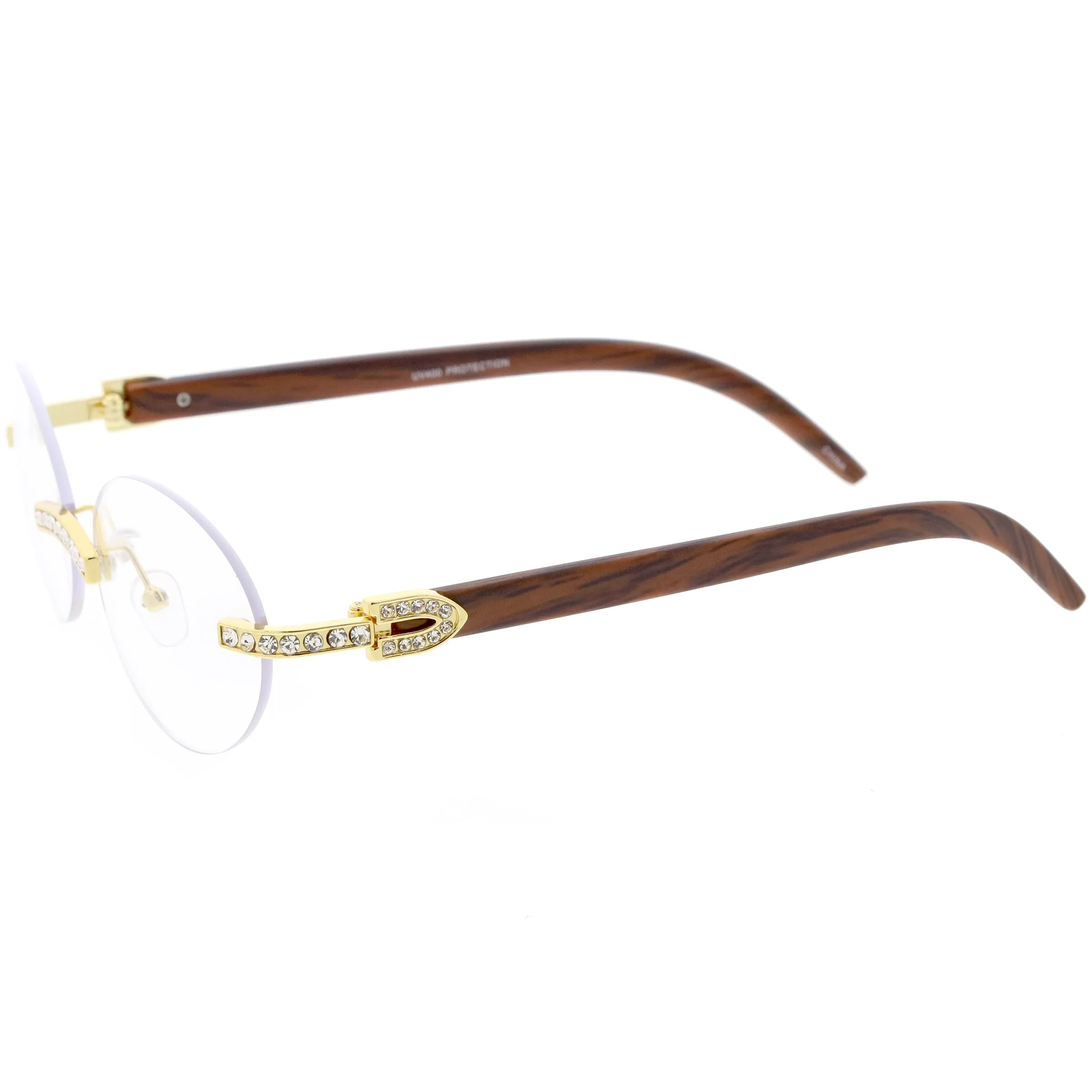 Oval Premium rhinestones Decorated Blue Light Blocking Glasses D183