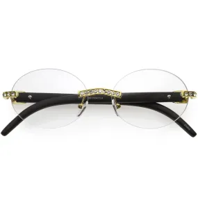 Oval Premium rhinestones Decorated Blue Light Blocking Glasses D183