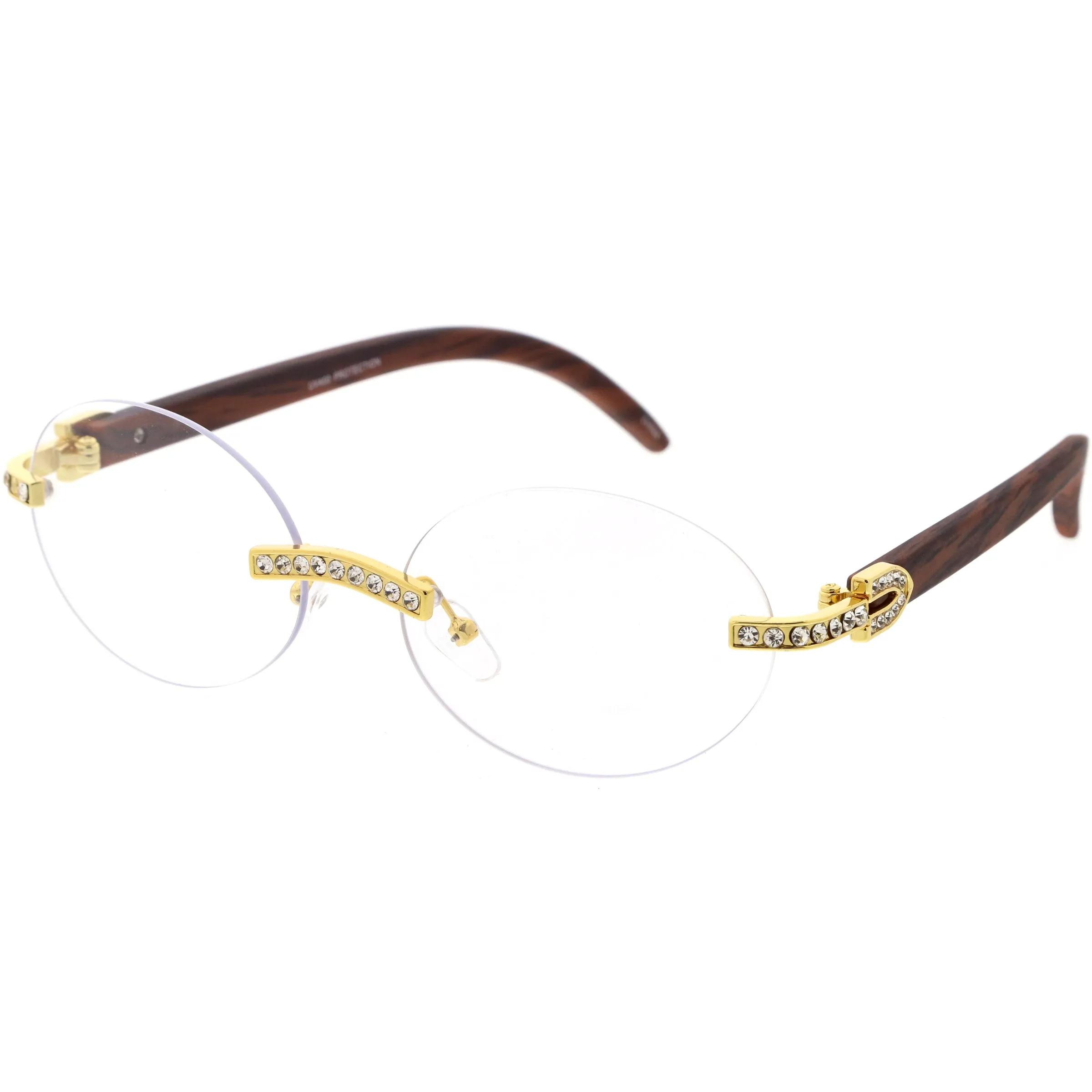 Oval Premium rhinestones Decorated Blue Light Blocking Glasses D183