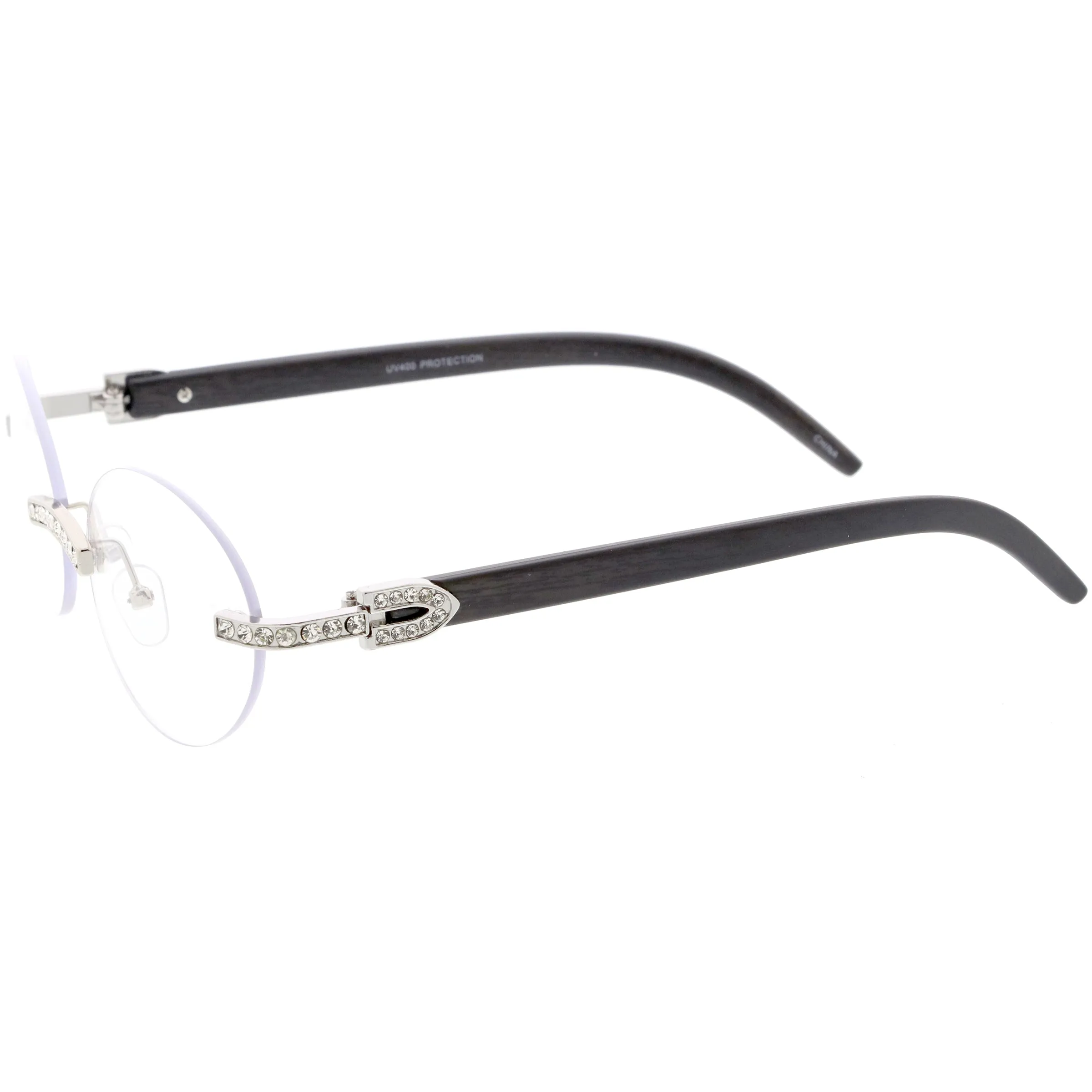 Oval Premium rhinestones Decorated Blue Light Blocking Glasses D183