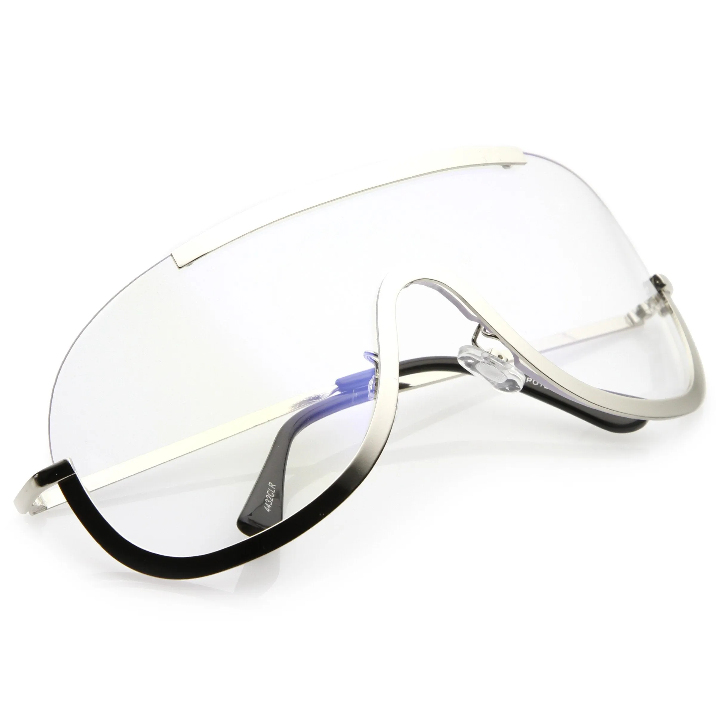 Oversize Disco Rimless Shield Clear Lens Glasses C263