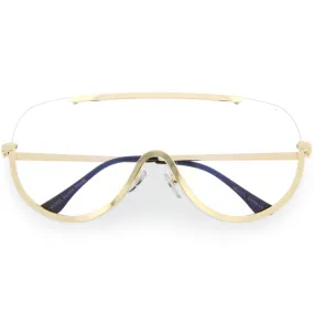 Oversize Disco Rimless Shield Clear Lens Glasses C263