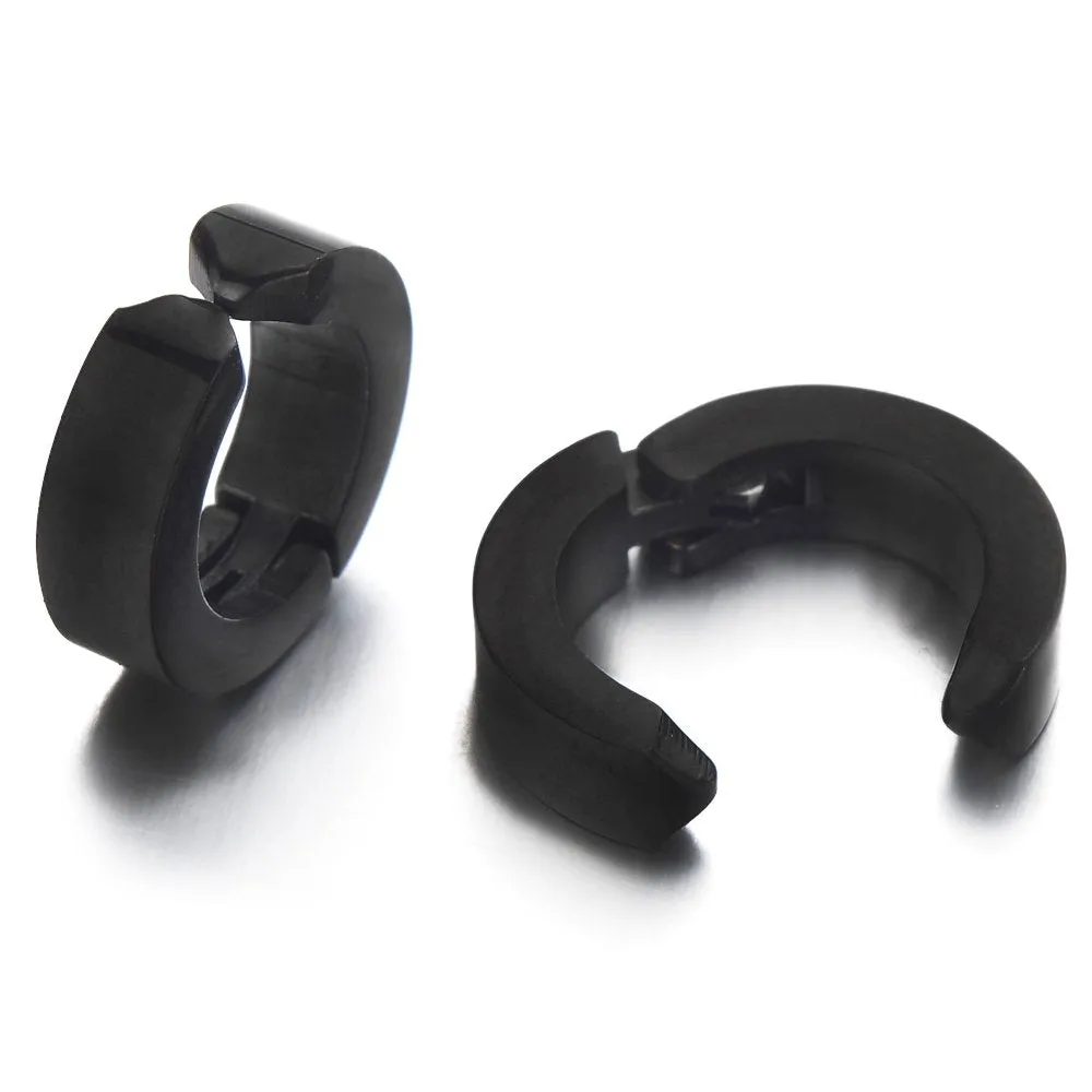 Pair of Huggie Hinged Hoop Earrings Non-piercing Clip on Earrings Unisex Men