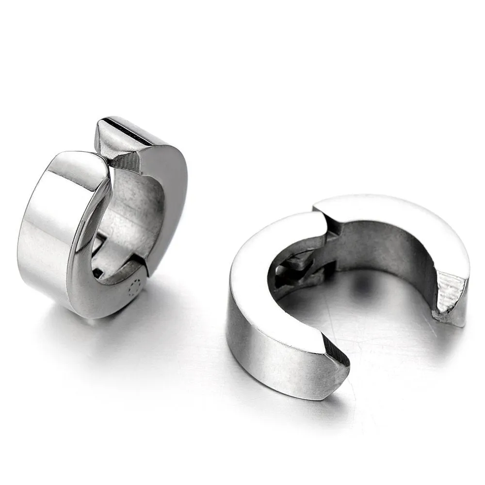 Pair of Huggie Hinged Hoop Earrings Non-piercing Clip on Earrings Unisex Men