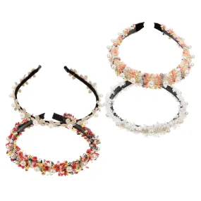 Pcs Women's Headbands Pearl Headband Hairpin Set Padded Beaded Sparkly Decorative Statement