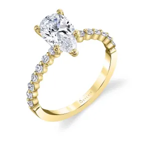 Pear Shaped Classic Engagement Ring - Athena 14k Gold Yellow