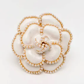 Pearl Enamel Brooch - White
