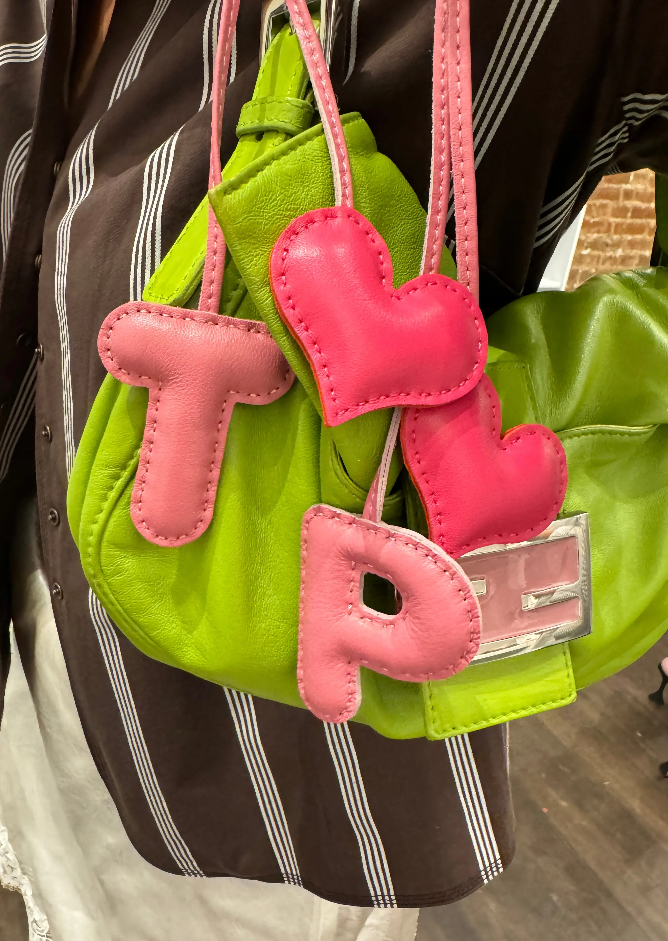 PILLOW PUFF INITIAL LEATHER BAG CHARM