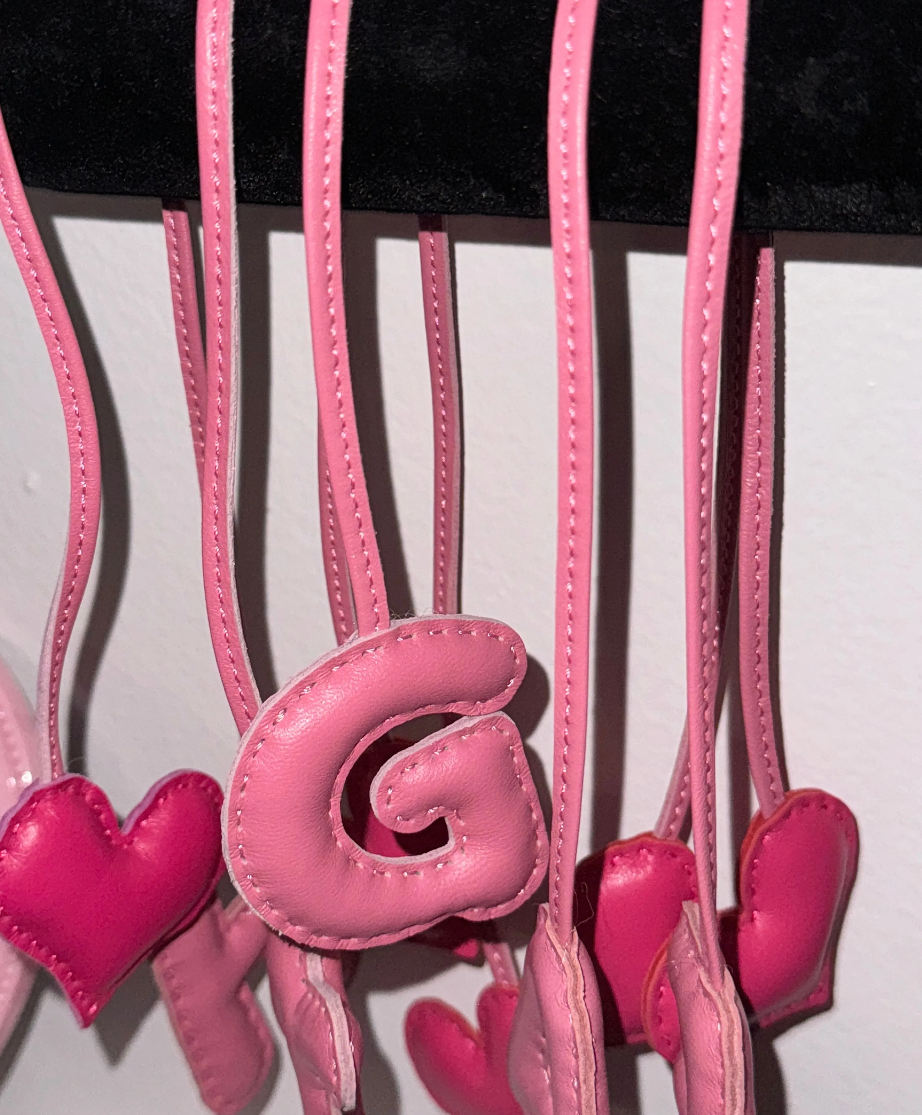 PILLOW PUFF INITIAL LEATHER BAG CHARM