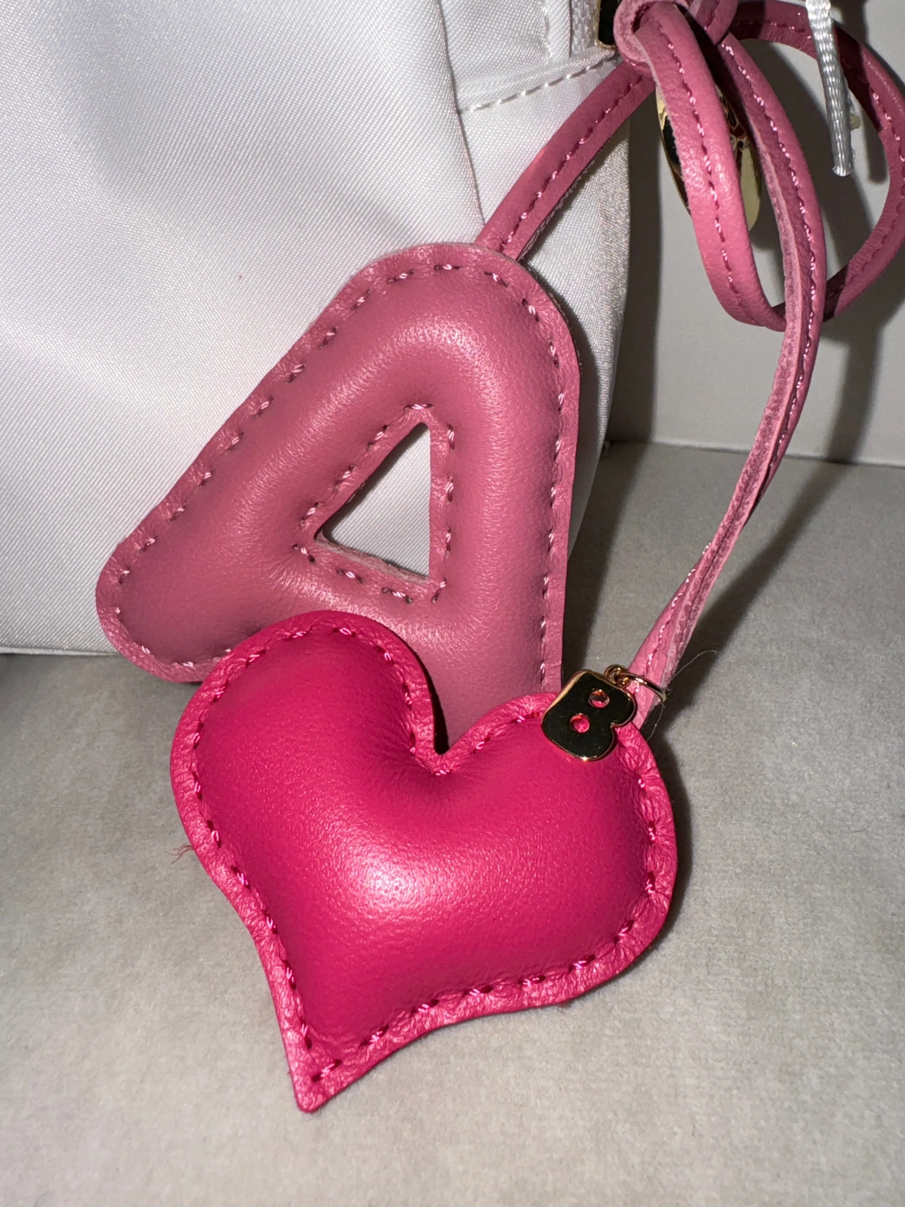 PILLOW PUFF INITIAL LEATHER BAG CHARM
