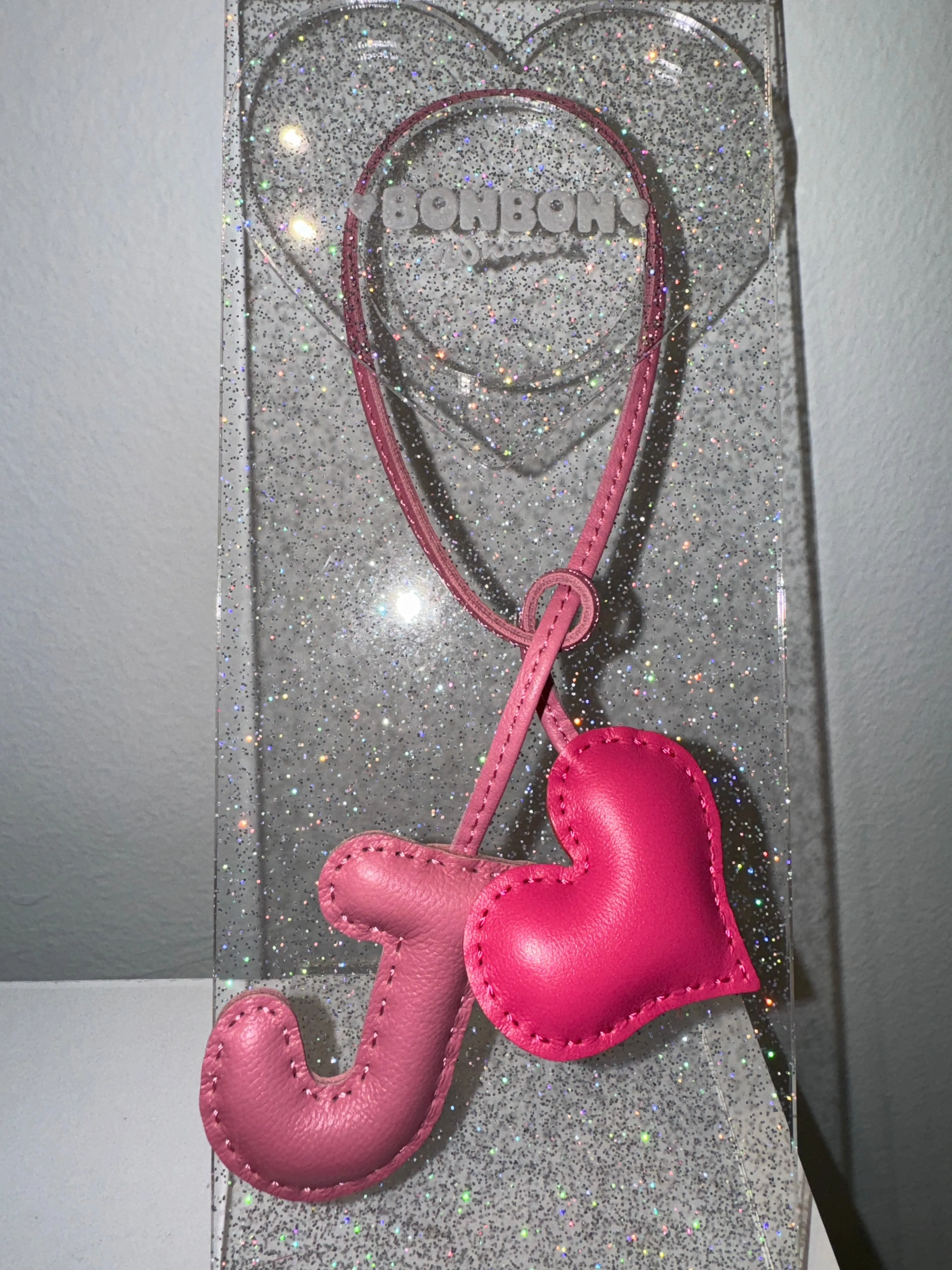 PILLOW PUFF INITIAL LEATHER BAG CHARM