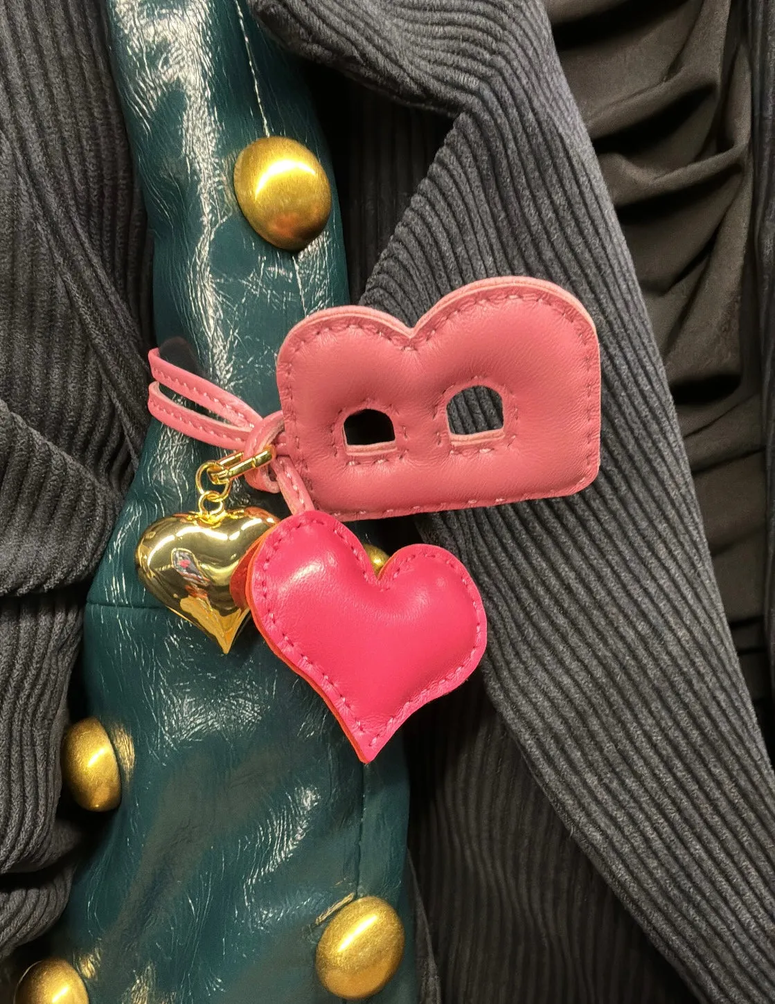 PILLOW PUFF INITIAL LEATHER BAG CHARM