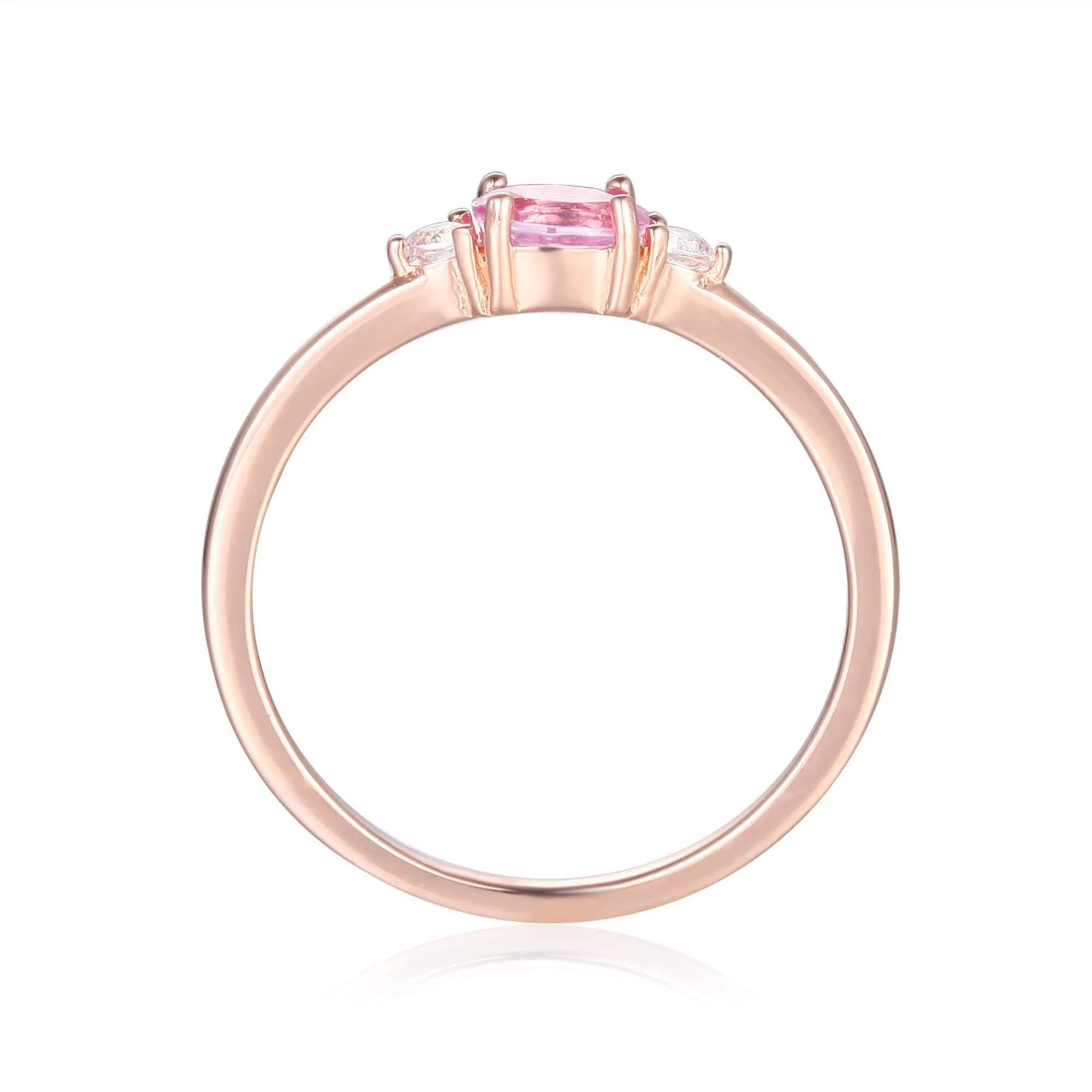 Pink Sapphire Oval Three Stone Ring