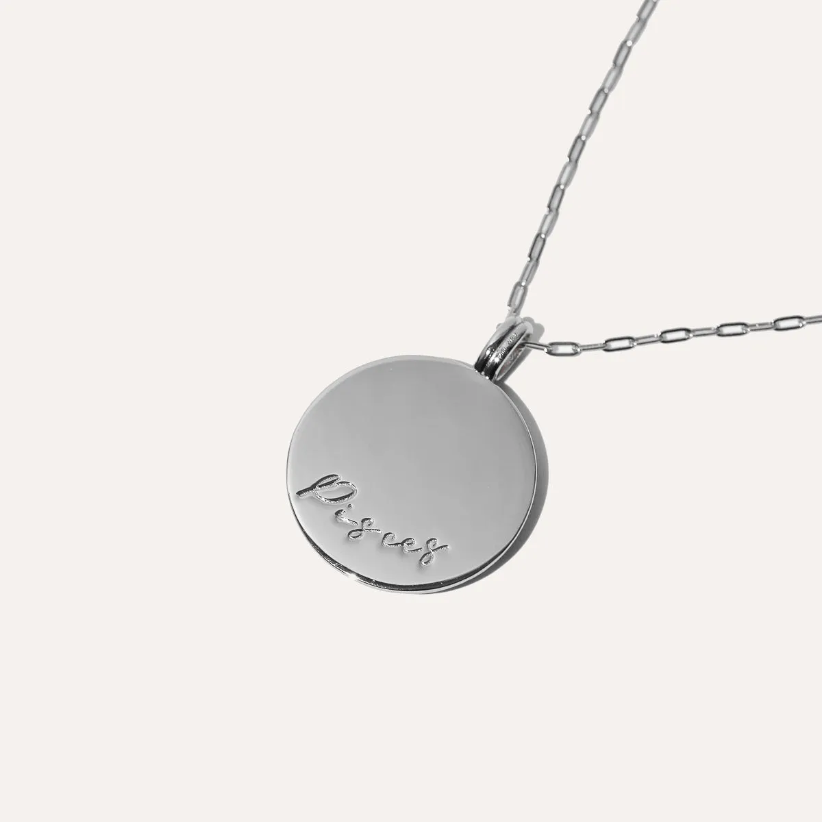 Pisces Bold Zodiac Pendant Necklace in Silver