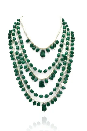 Prachi Layered Pearl Green Drops Haar Set