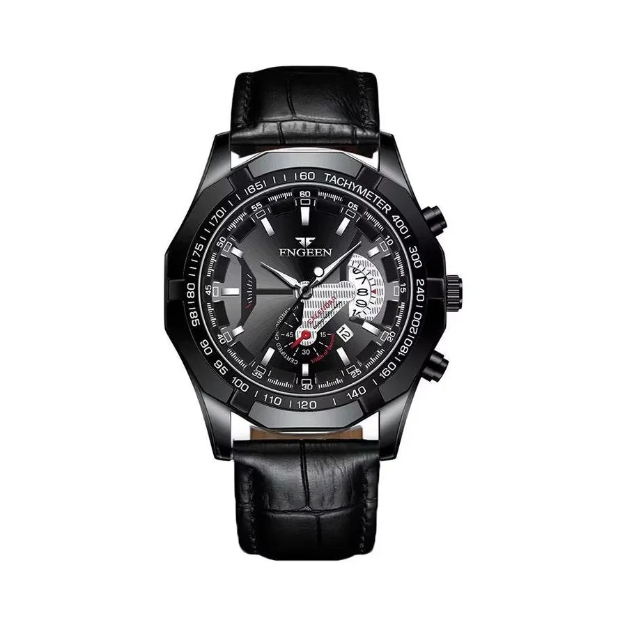 PrecisionMaster Stainless Steel Quartz Calendar Watch