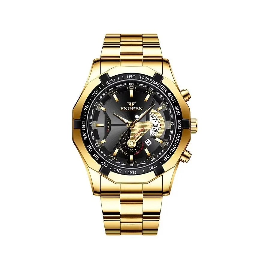 PrecisionMaster Stainless Steel Quartz Calendar Watch