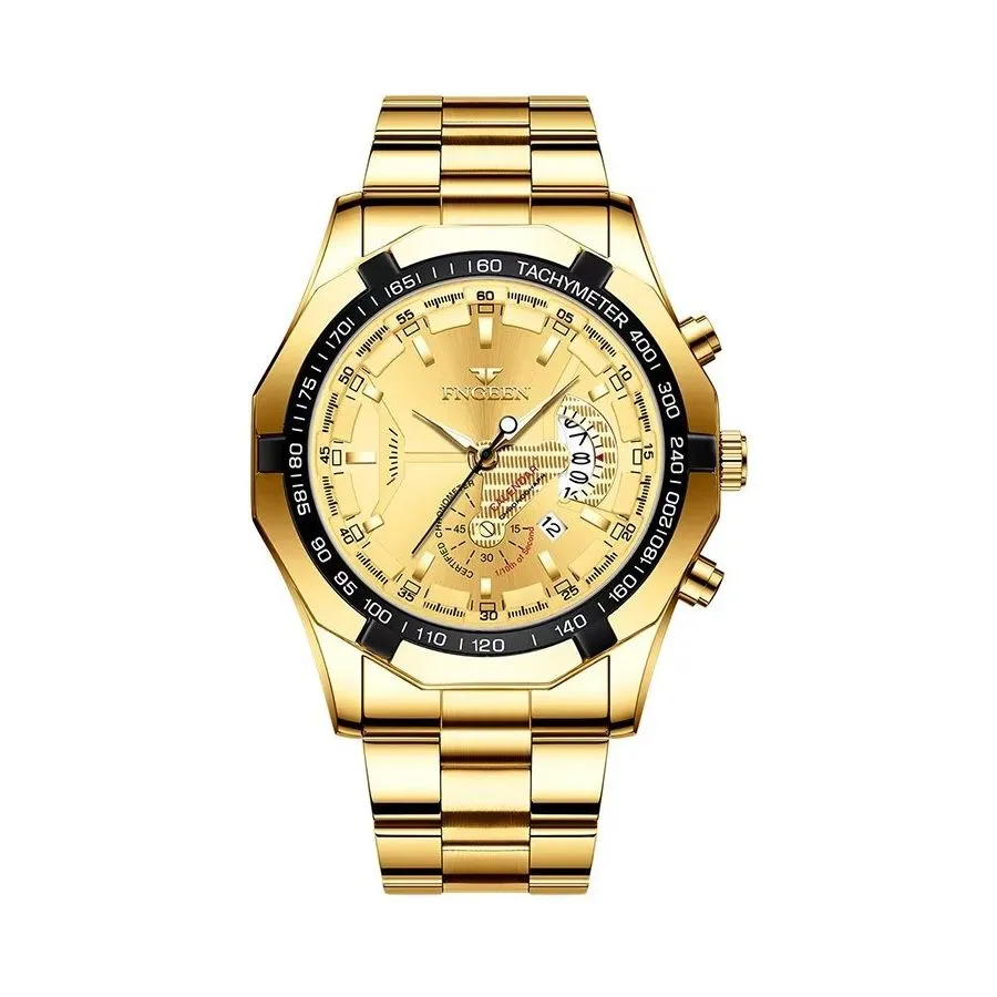 PrecisionMaster Stainless Steel Quartz Calendar Watch