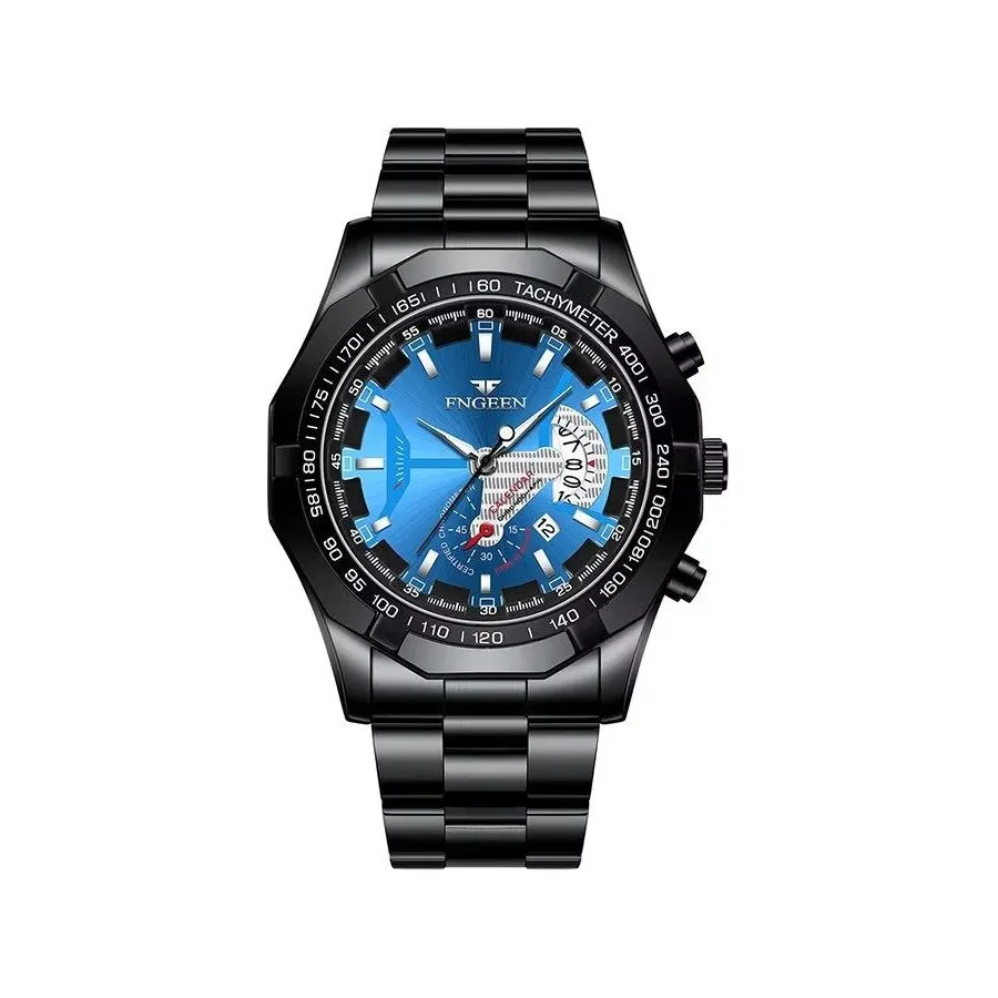 PrecisionMaster Stainless Steel Quartz Calendar Watch