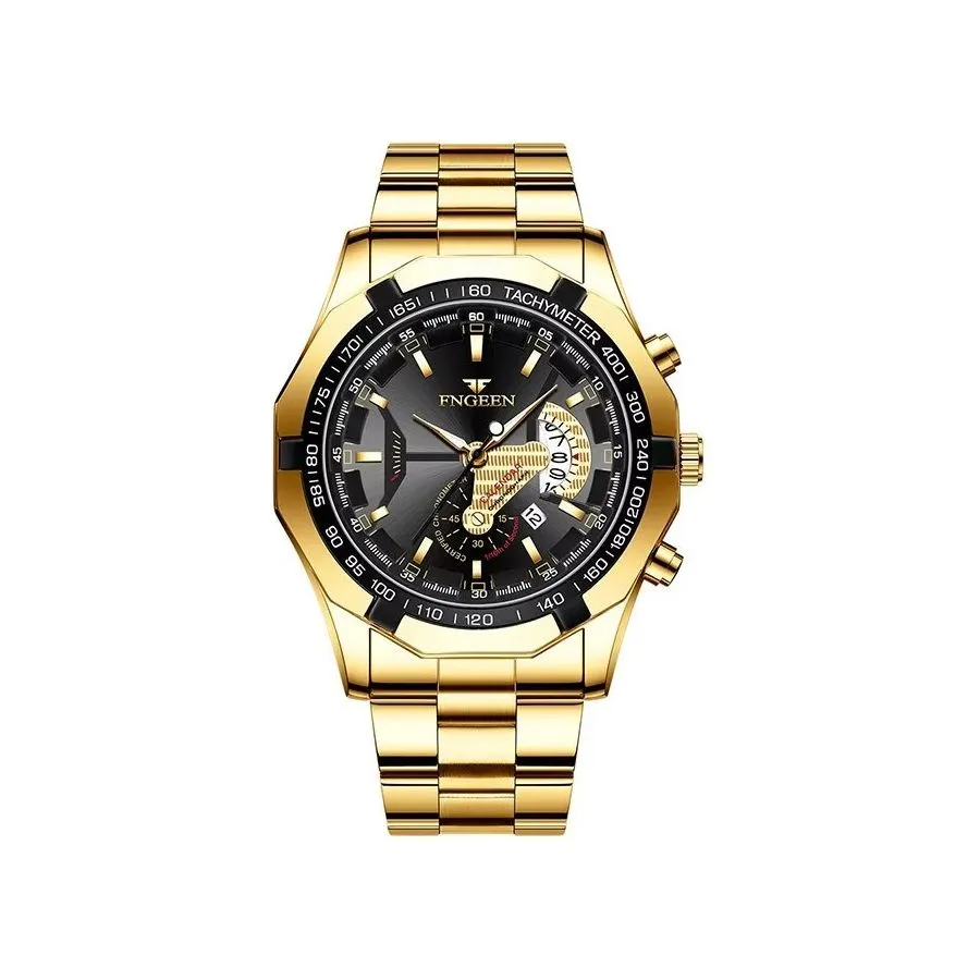 PrecisionMaster Stainless Steel Quartz Calendar Watch