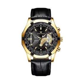 PrecisionMaster Stainless Steel Quartz Calendar Watch