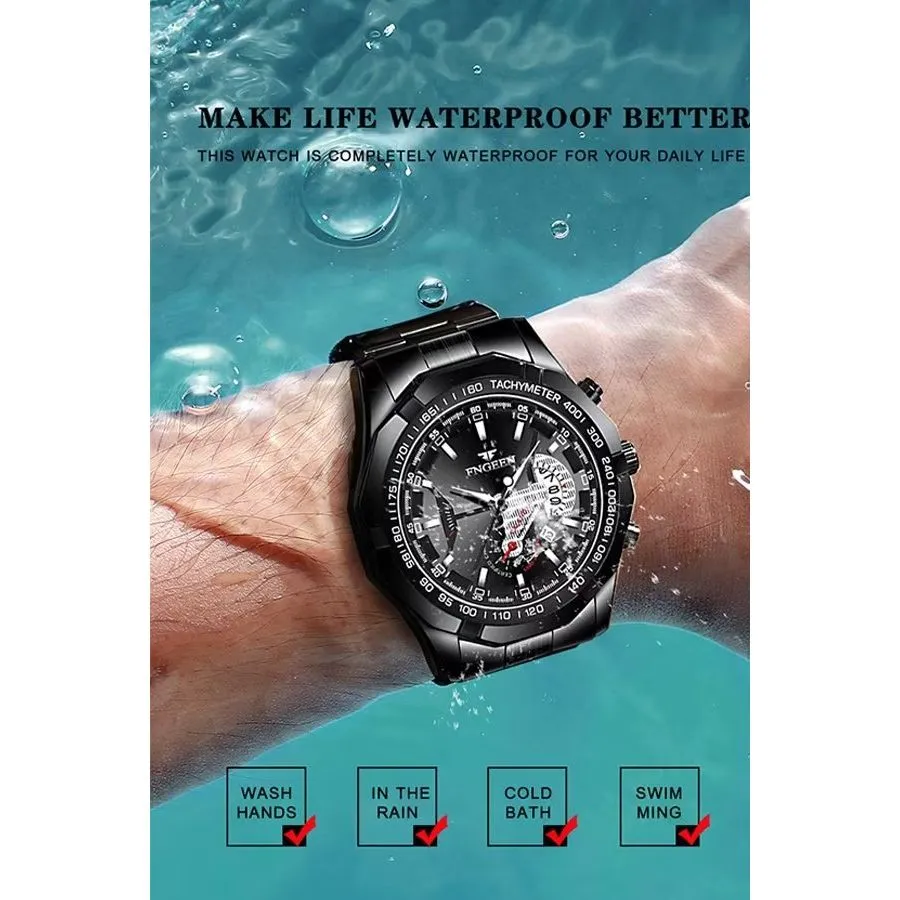 PrecisionMaster Stainless Steel Quartz Calendar Watch
