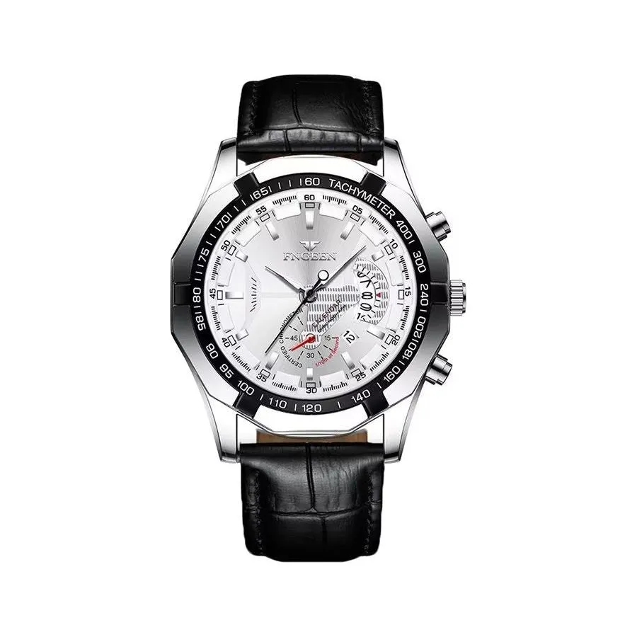 PrecisionMaster Stainless Steel Quartz Calendar Watch