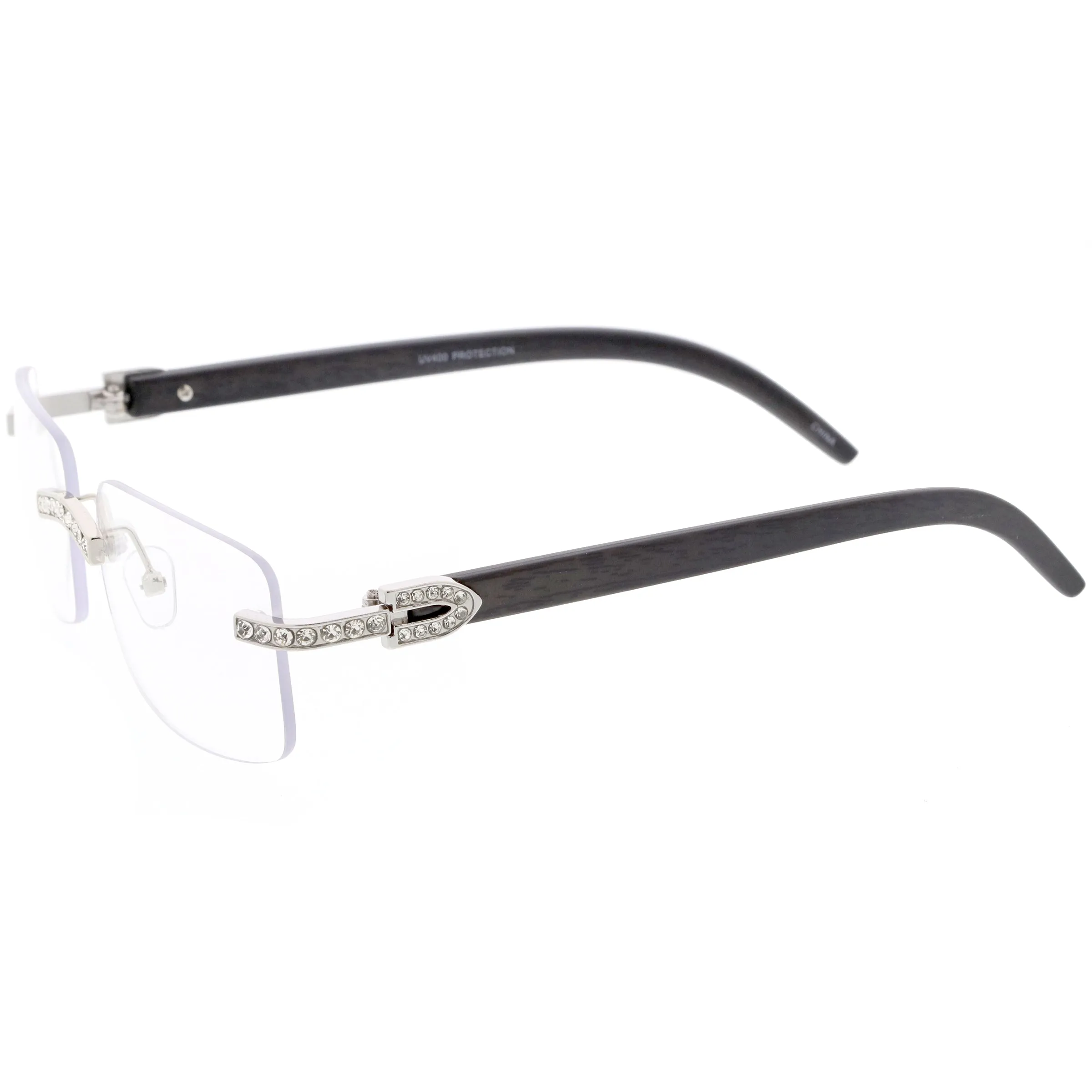 Premium Rhinestones Decorated Blue Light Square Glasses D182
