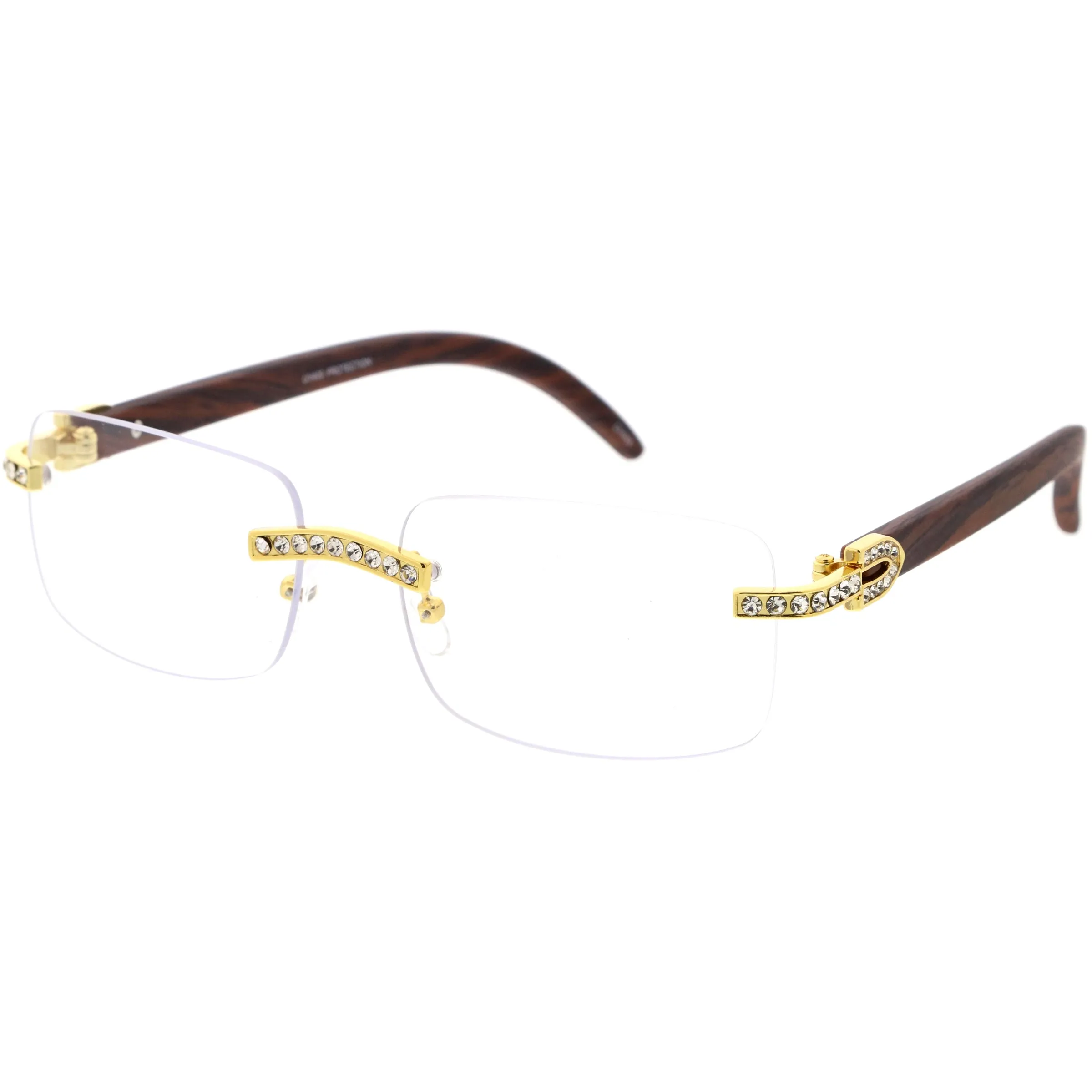 Premium Rhinestones Decorated Blue Light Square Glasses D182