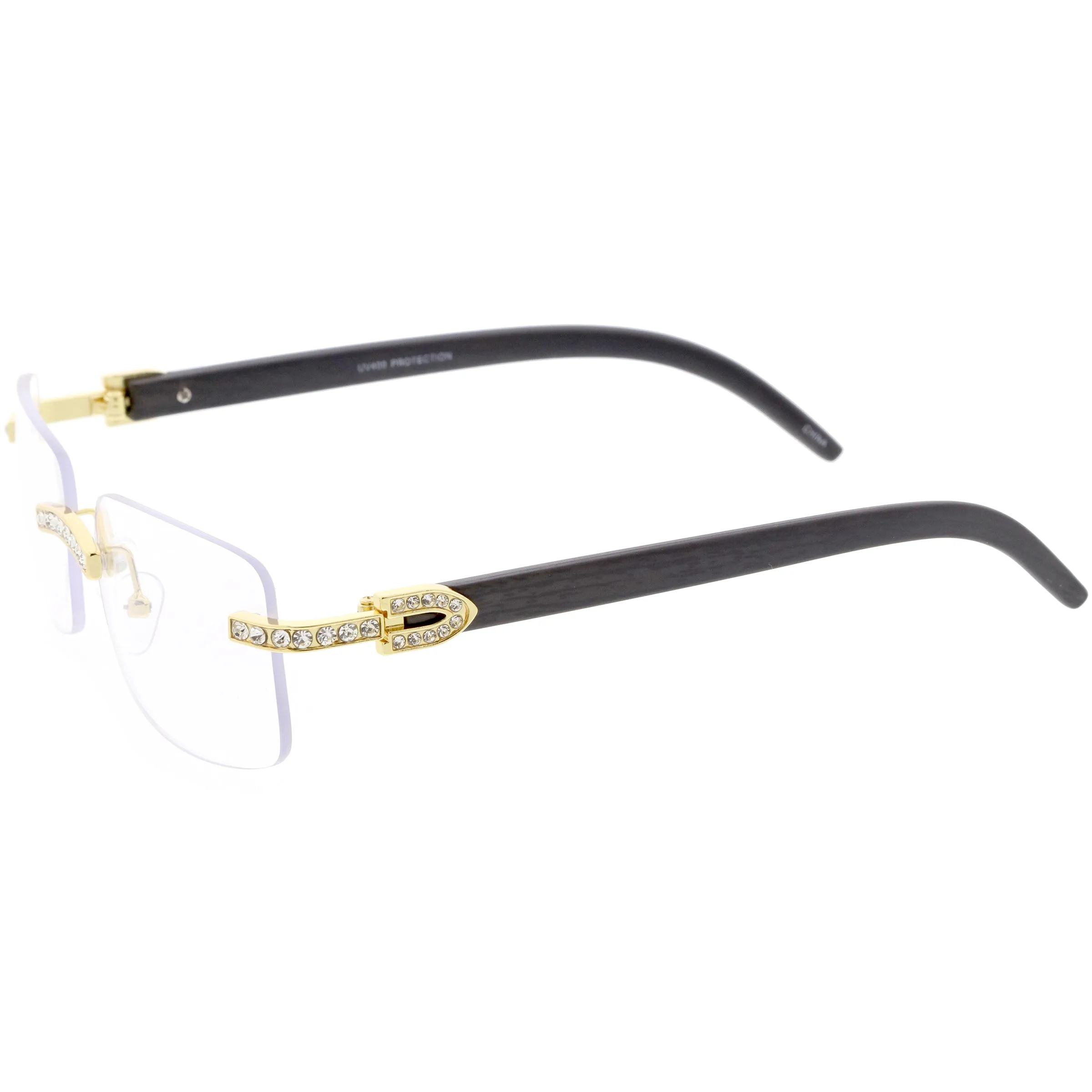 Premium Rhinestones Decorated Blue Light Square Glasses D182