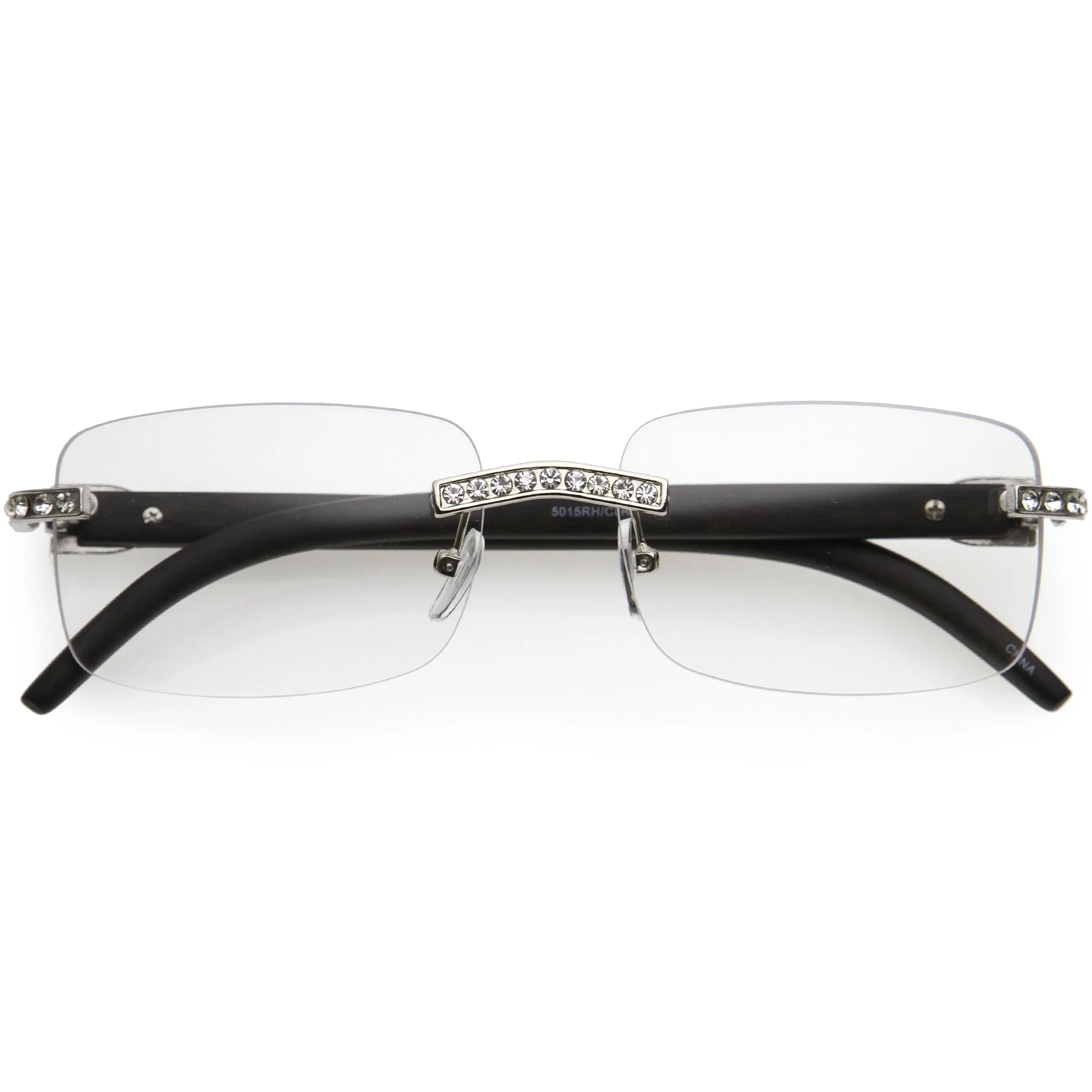 Premium Rhinestones Decorated Blue Light Square Glasses D182