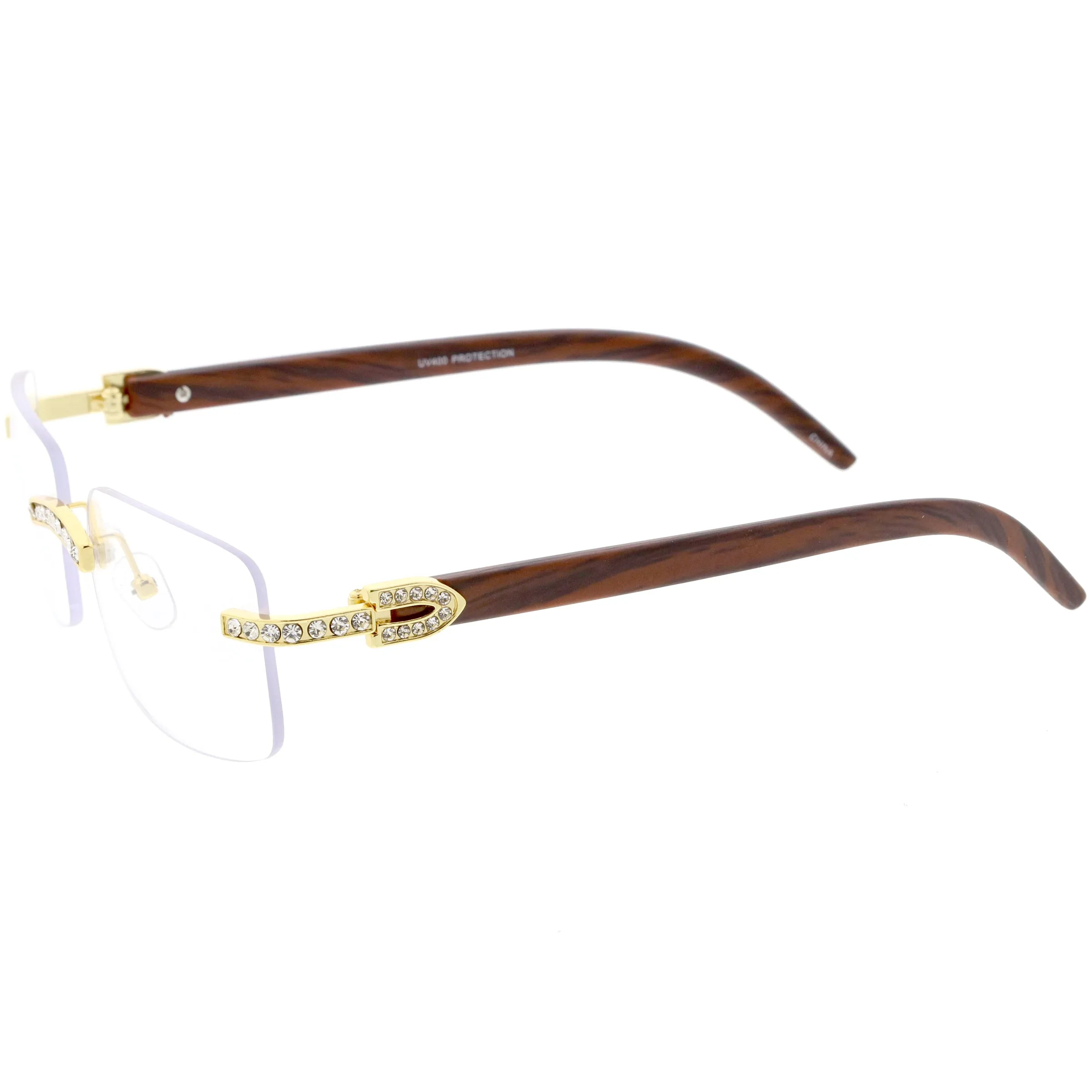 Premium Rhinestones Decorated Blue Light Square Glasses D182