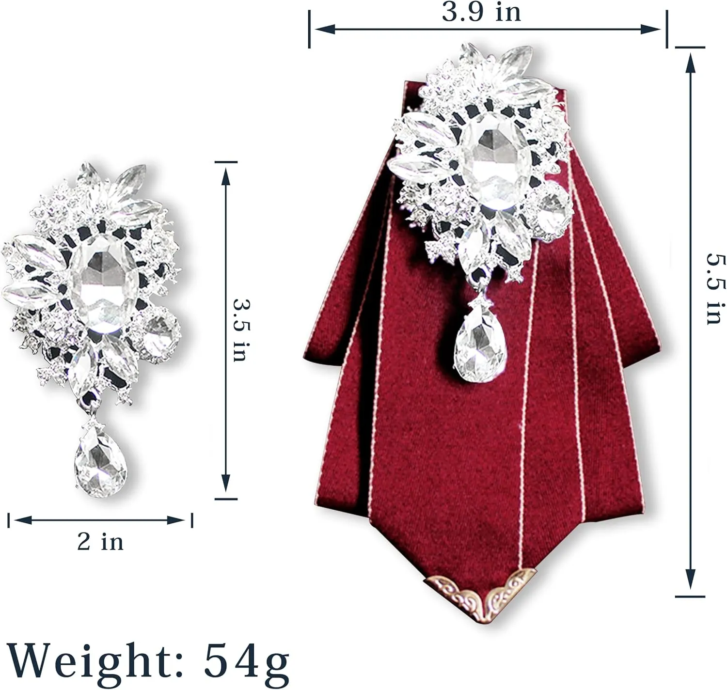 Pretied Bow Tie Brooch for Men Set Silk Vintage Crystal Bowties Men