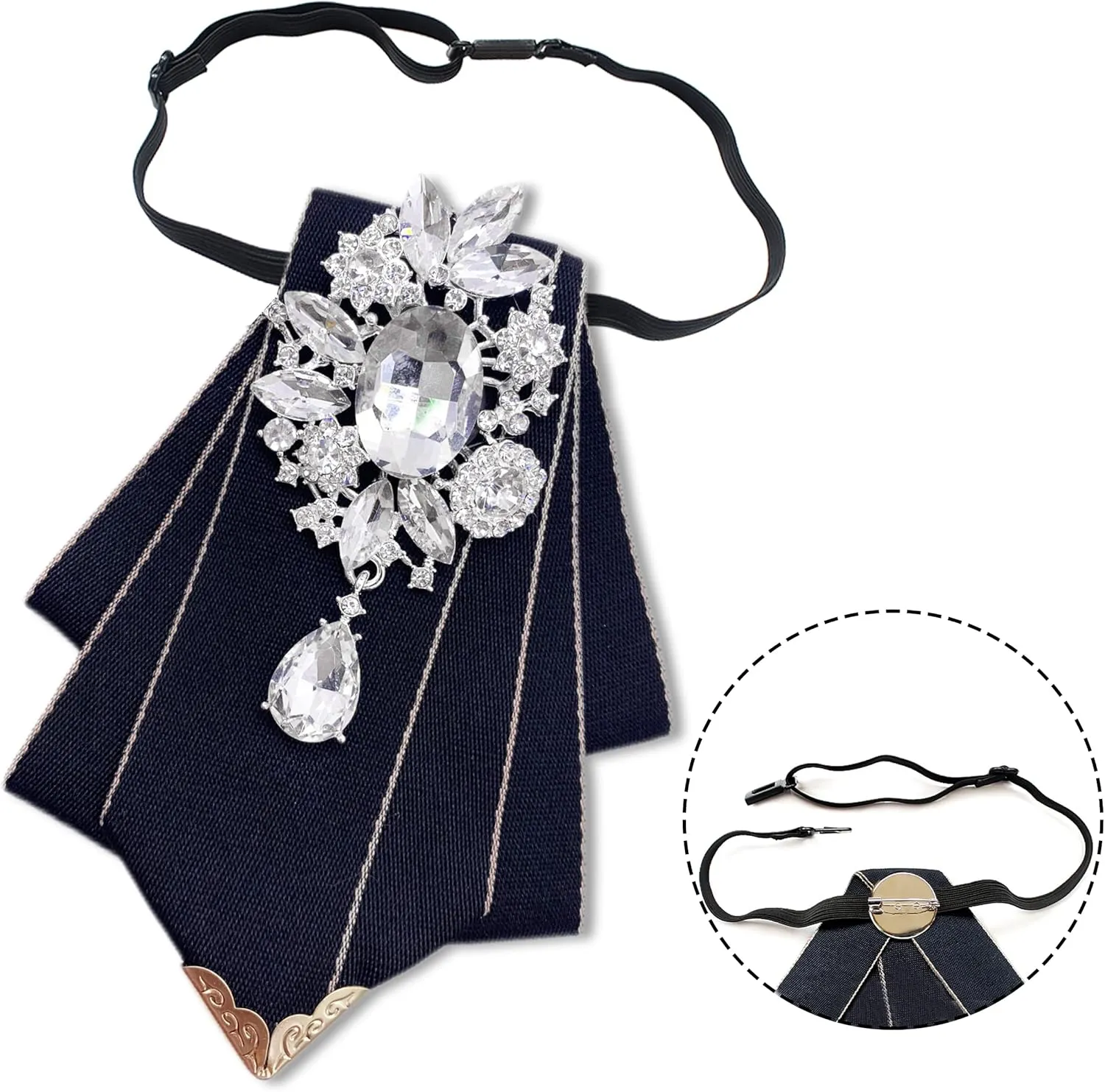 Pretied Bow Tie Brooch for Men Set Silk Vintage Crystal Bowties Men