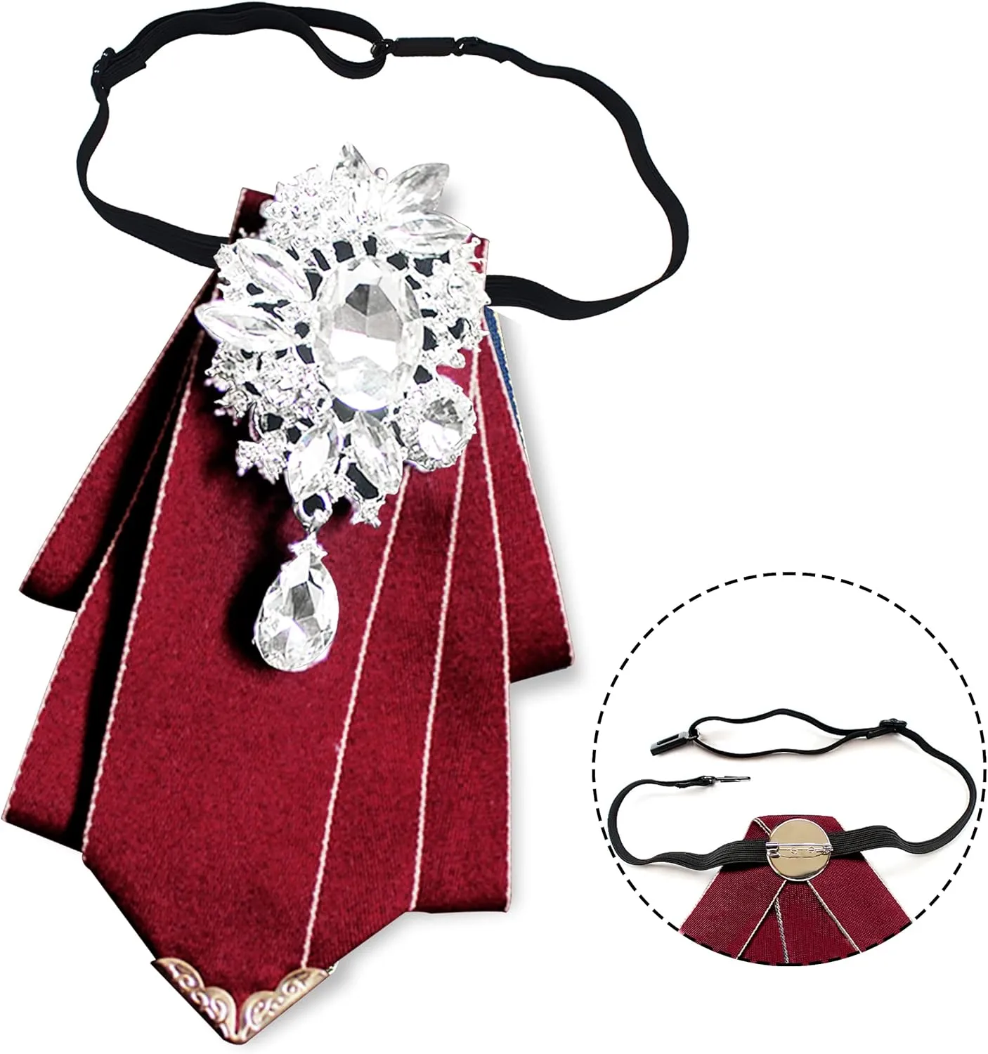 Pretied Bow Tie Brooch for Men Set Silk Vintage Crystal Bowties Men