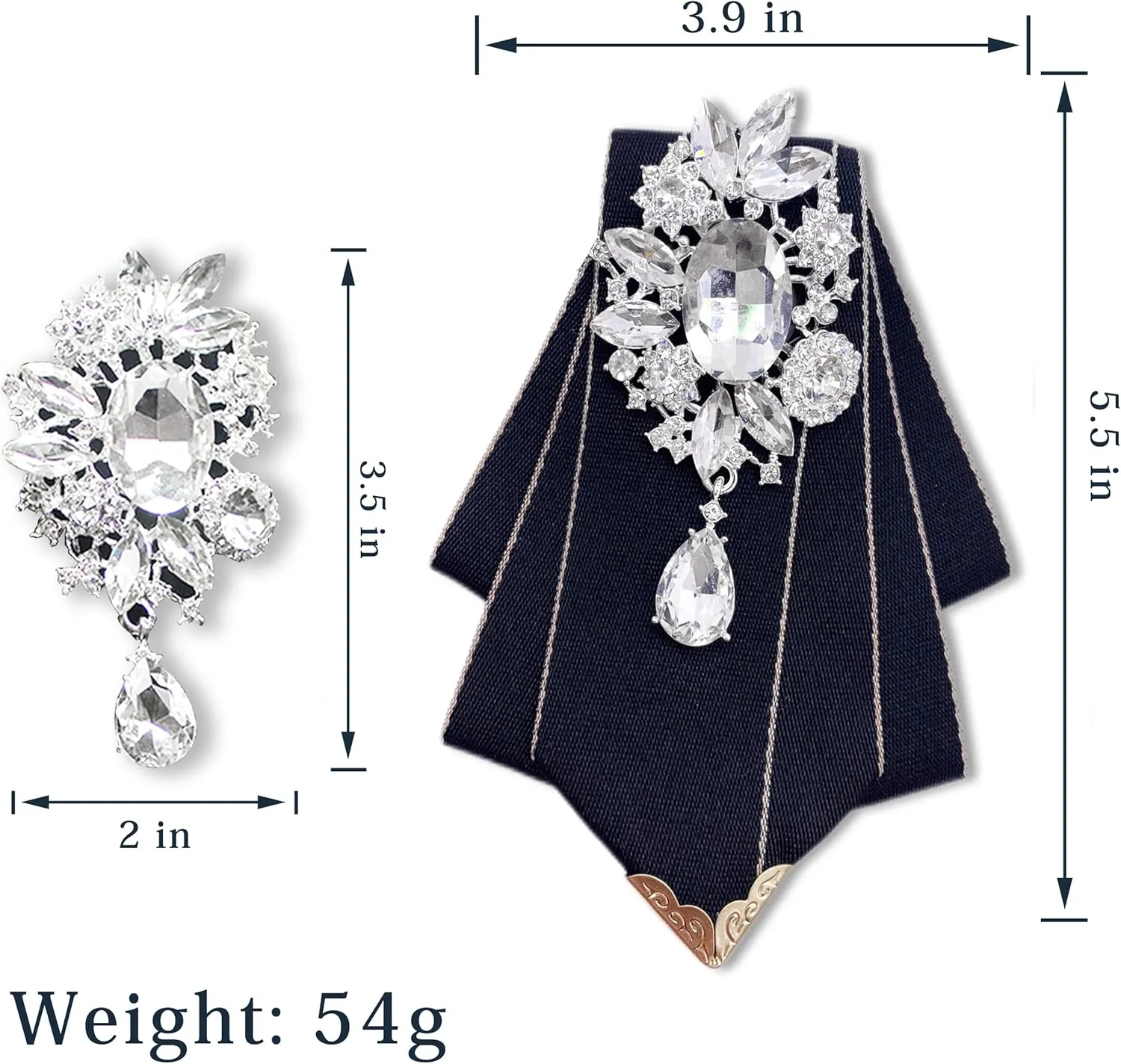 Pretied Bow Tie Brooch for Men Set Silk Vintage Crystal Bowties Men