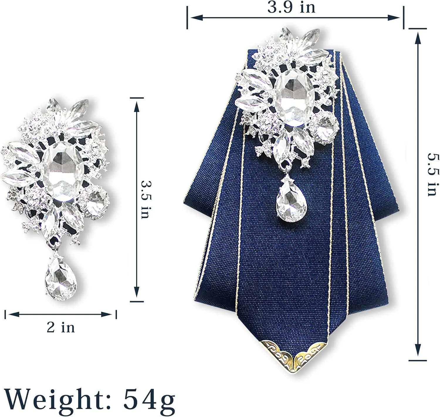 Pretied Bow Tie Brooch for Men Set Silk Vintage Crystal Bowties Men