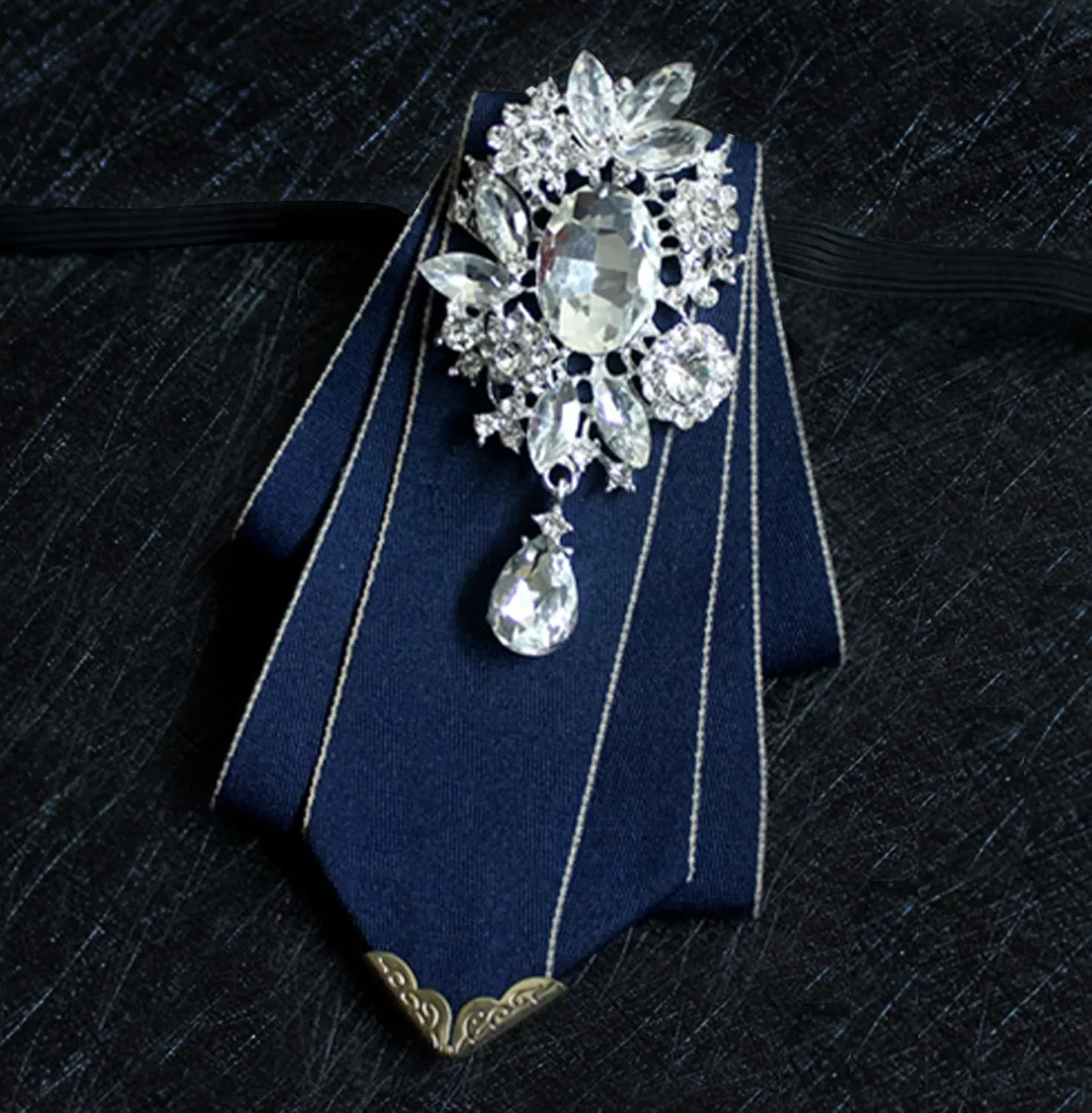 Pretied Bow Tie Brooch for Men Set Silk Vintage Crystal Bowties Men