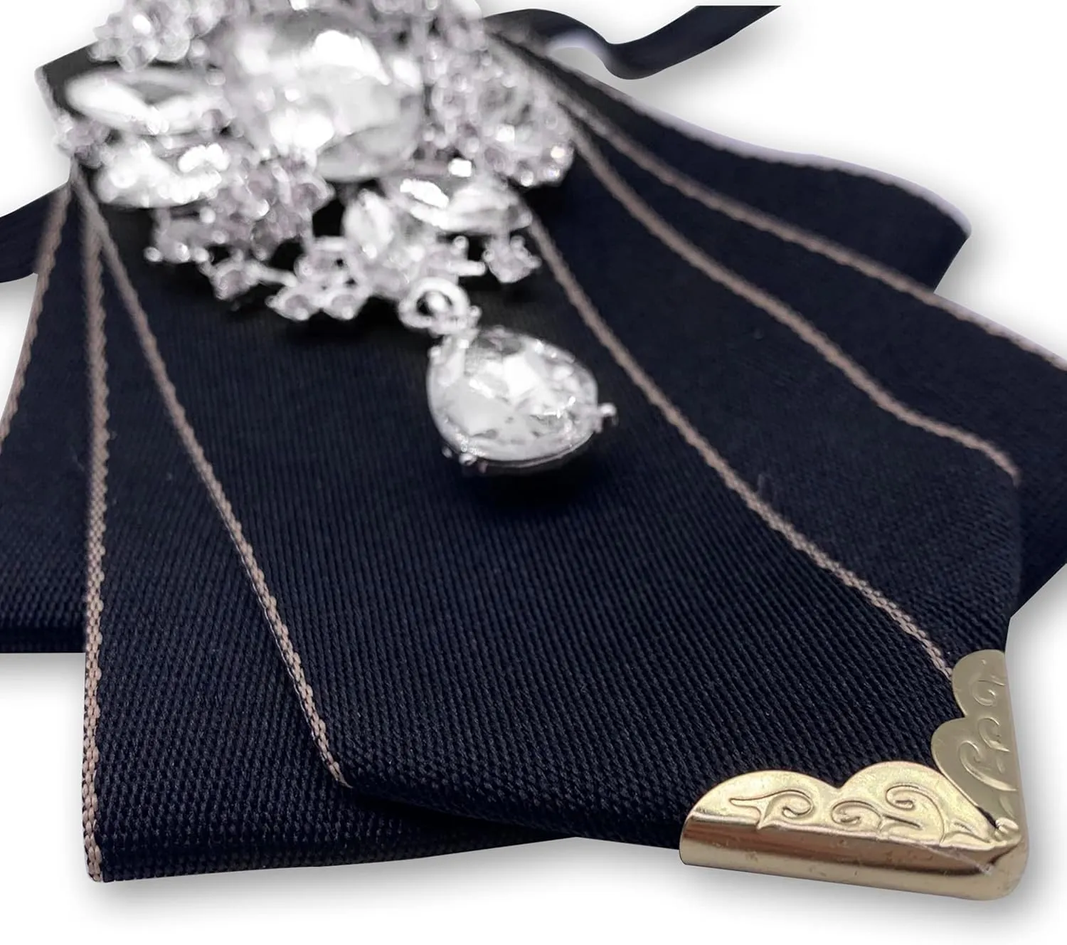 Pretied Bow Tie Brooch for Men Set Silk Vintage Crystal Bowties Men