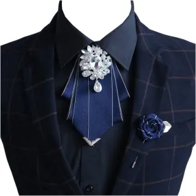 Pretied Bow Tie Brooch for Men Set Silk Vintage Crystal Bowties Men