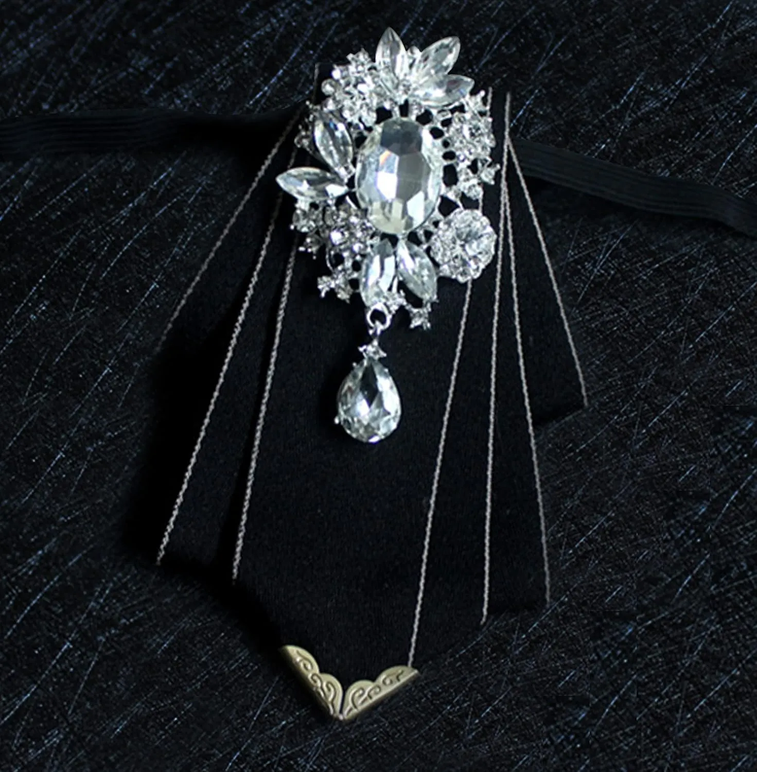 Pretied Bow Tie Brooch for Men Set Silk Vintage Crystal Bowties Men