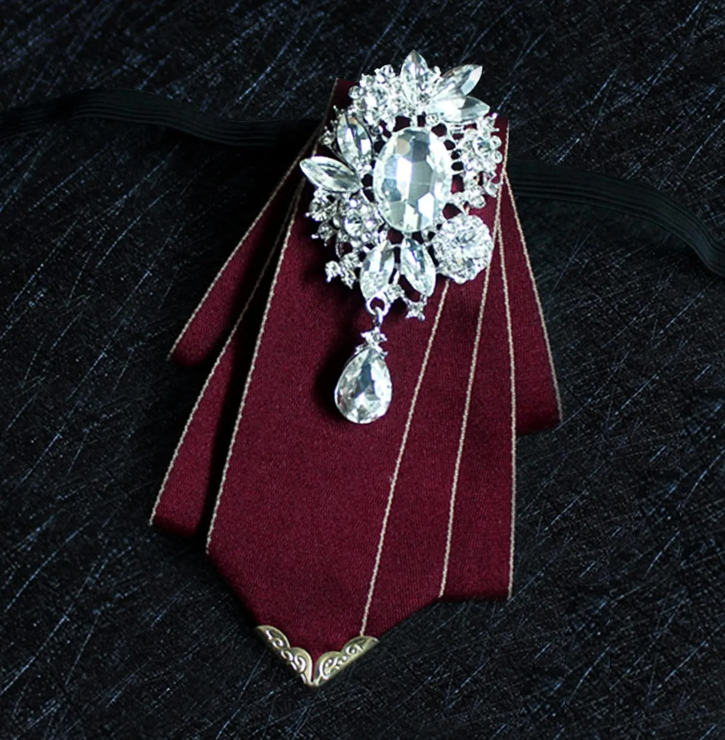 Pretied Bow Tie Brooch for Men Set Silk Vintage Crystal Bowties Men