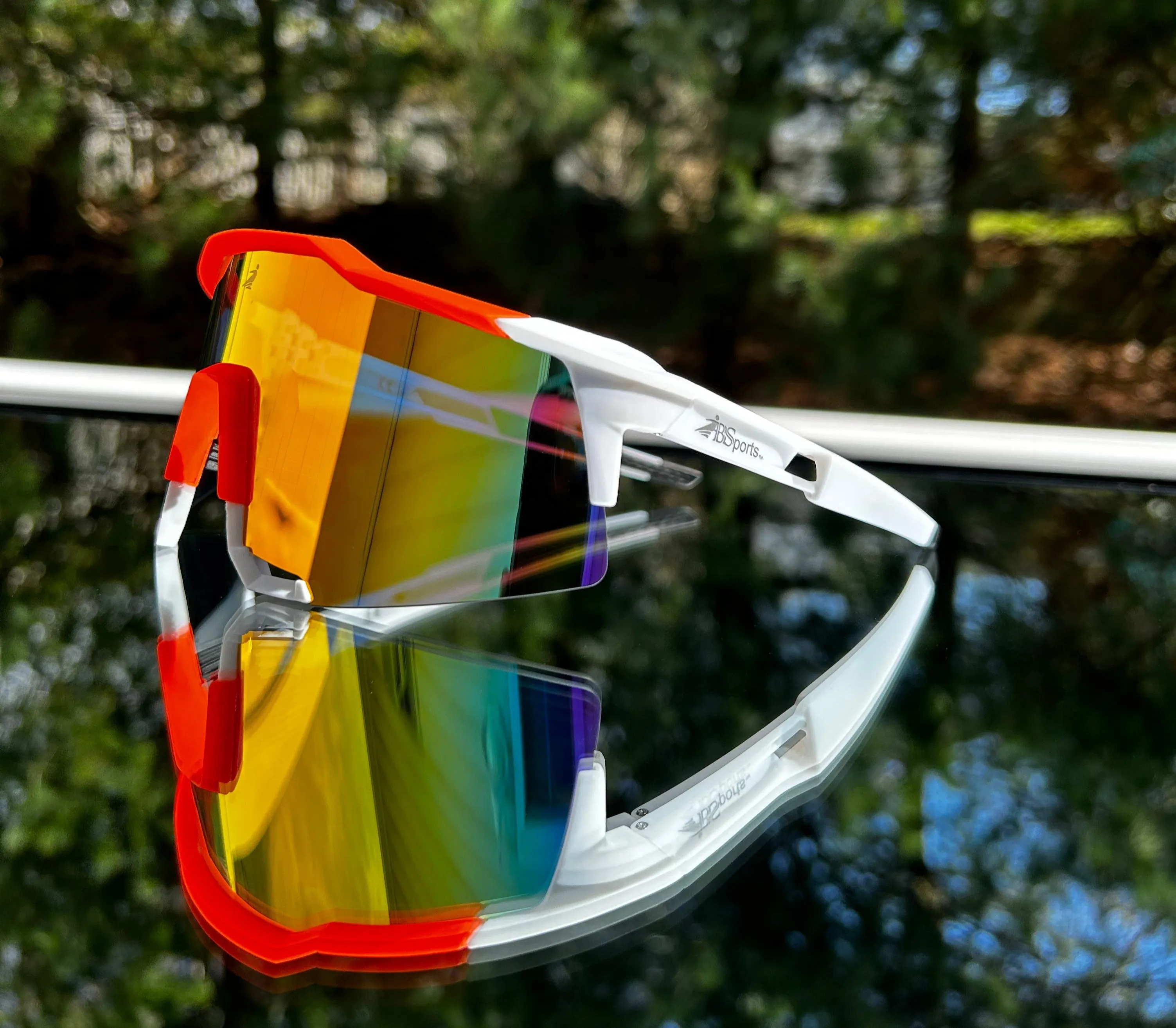 "Eclipse" Sports Performance Sunglasses (White w/ Orange)
